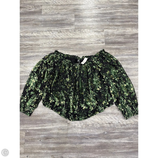 Top Long Sleeve By Anthropologie In Black & Green, Size: 2x