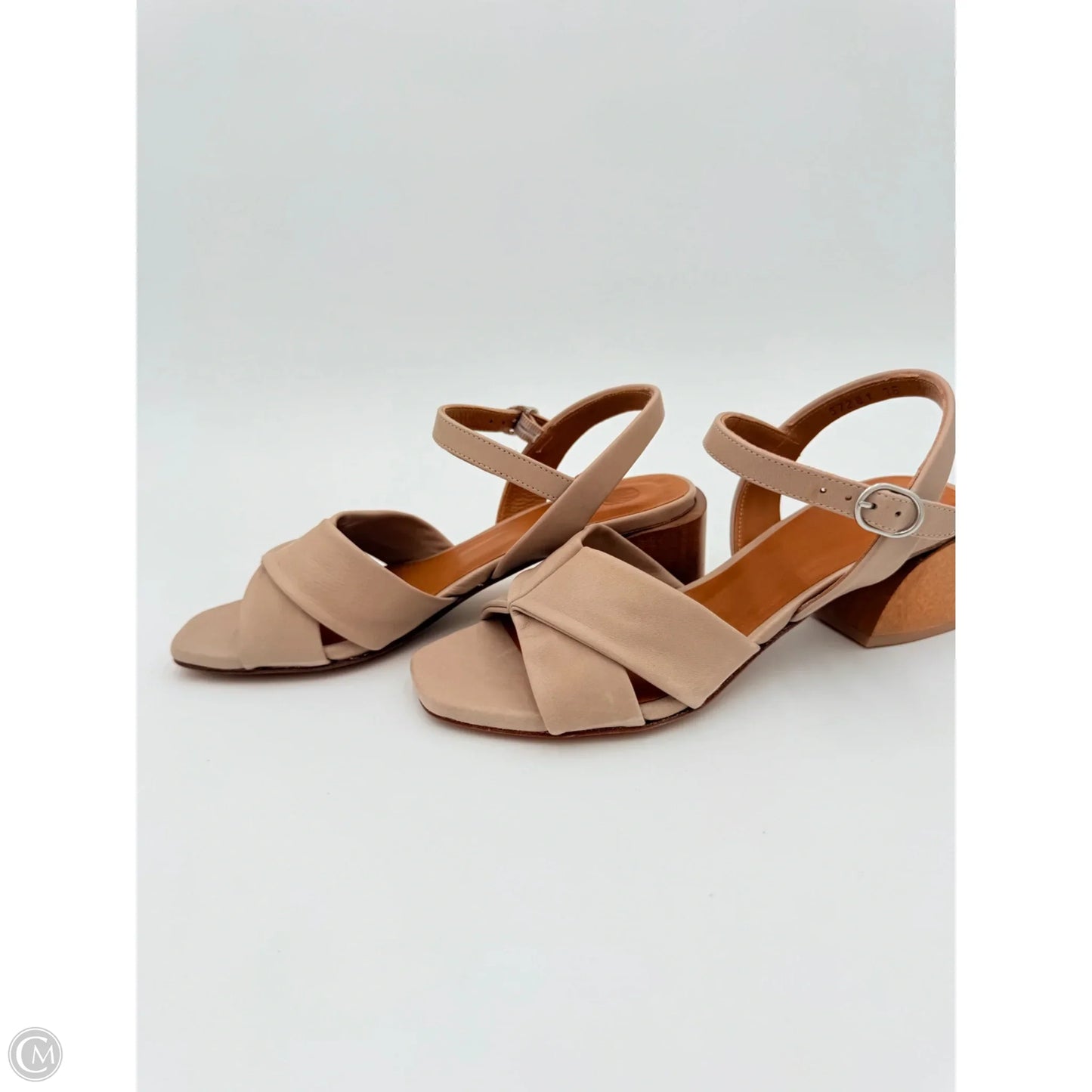 Sandals Heels Block By Coclico In Taupe, Size: 5.5