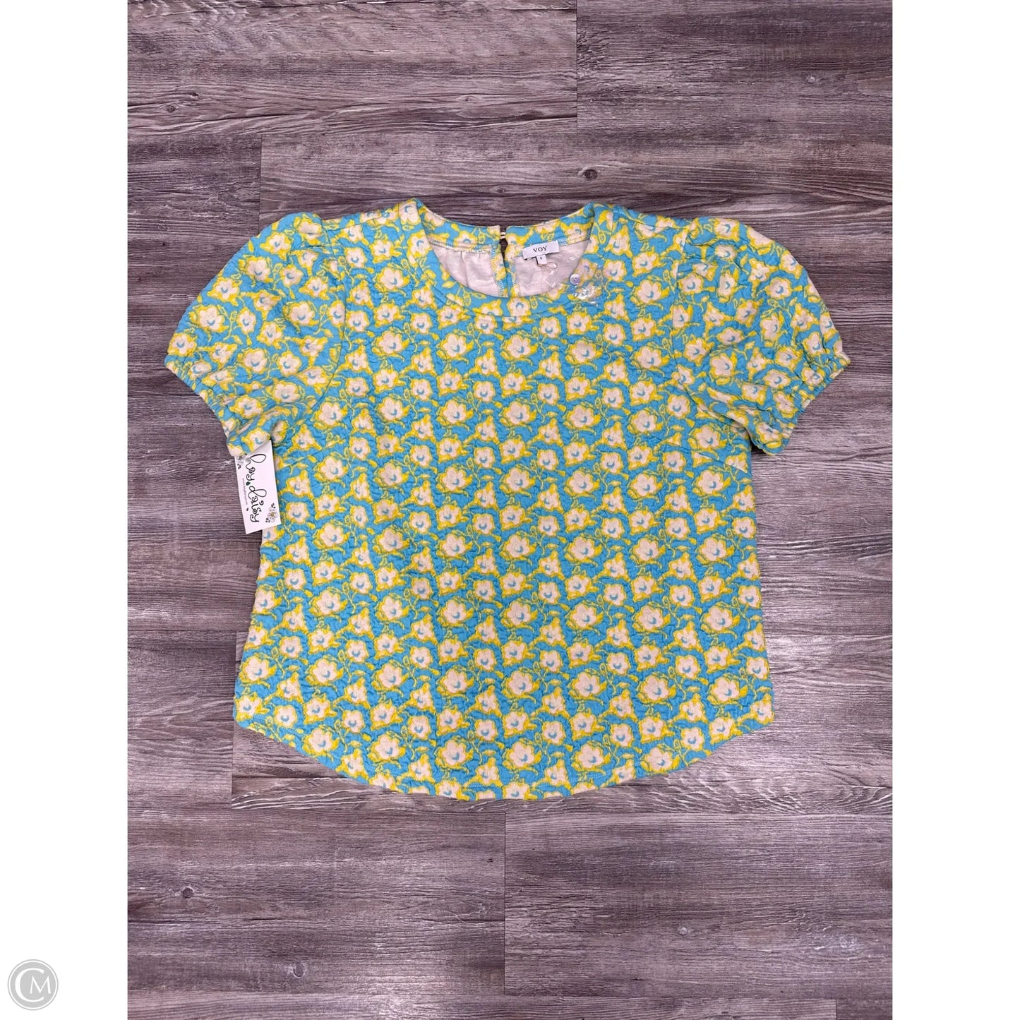 Top Short Sleeve By Voy In Blue & Yellow, Size: S