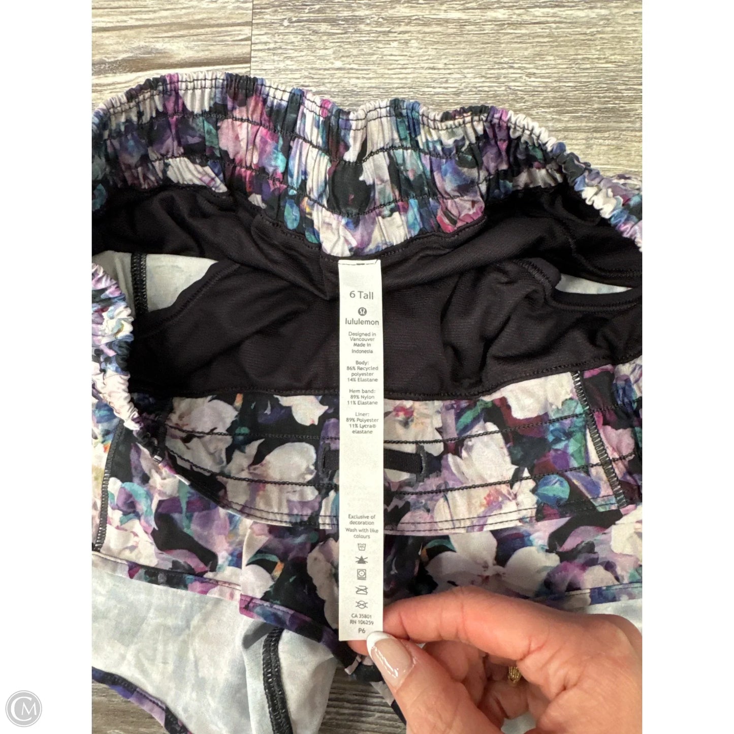 Athletic Shorts By Lululemon In Floral Print, Size: 6