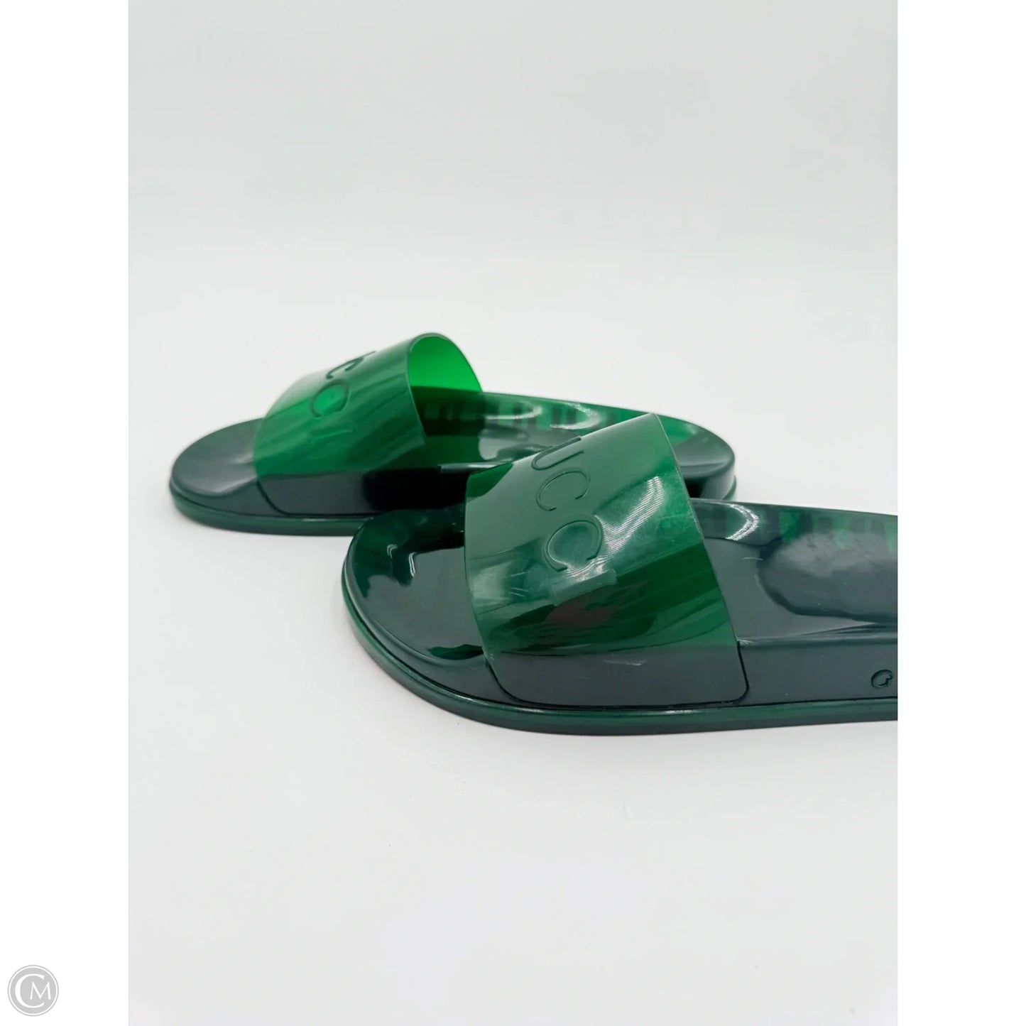 Sandals Luxury Designer By Gucci In Green, Size: 8.5