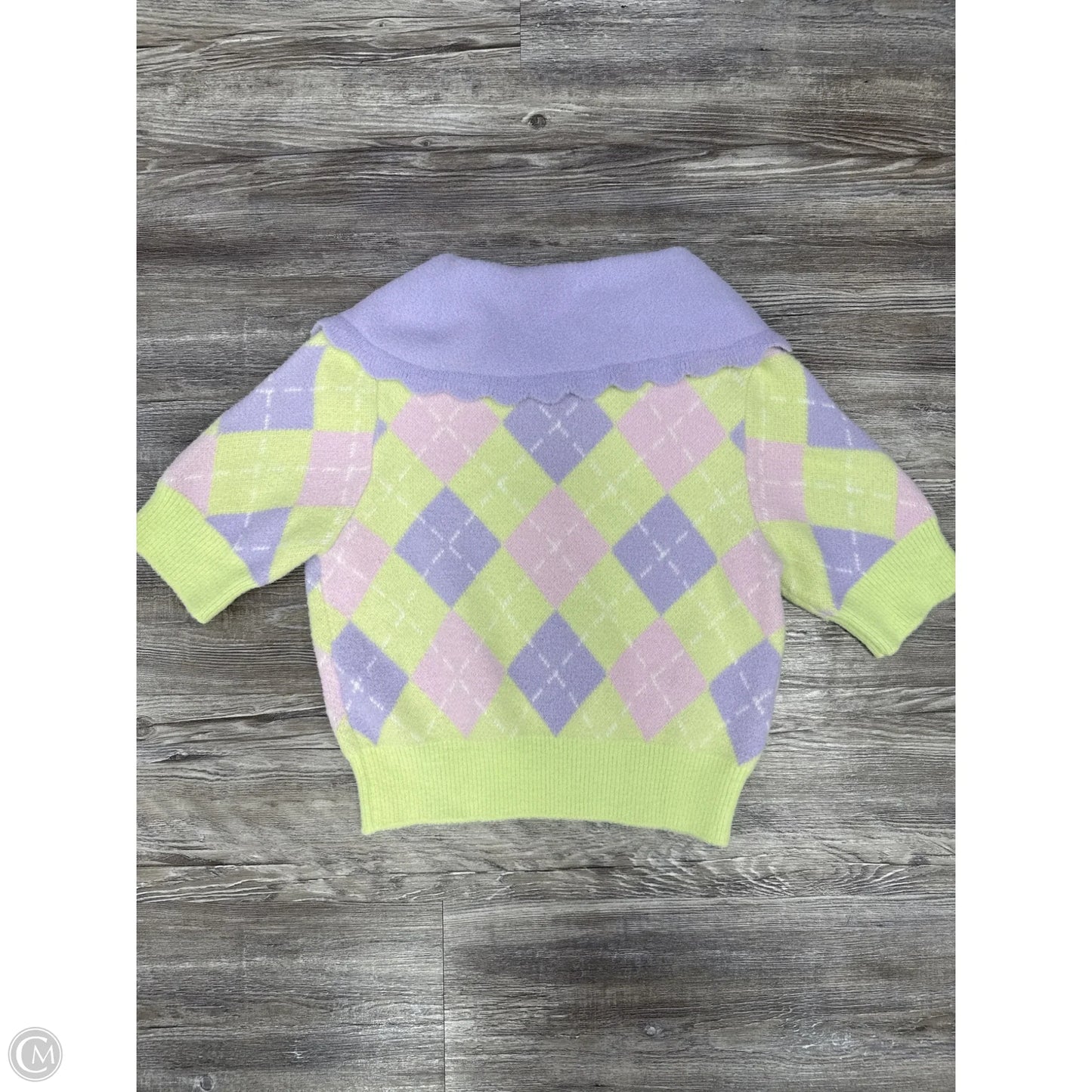 Sweater Short Sleeve By Zara In Green & Purple, Size: S