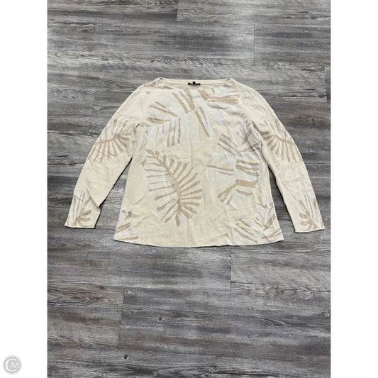 Top Long Sleeve Designer By Lafayette 148 In Cream, Size: L
