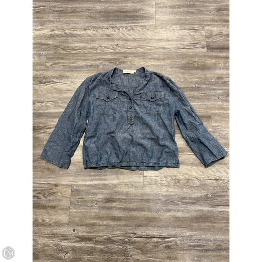 Top 3/4 Sleeve Designer By Tory Burch In Blue Denim, Size: M