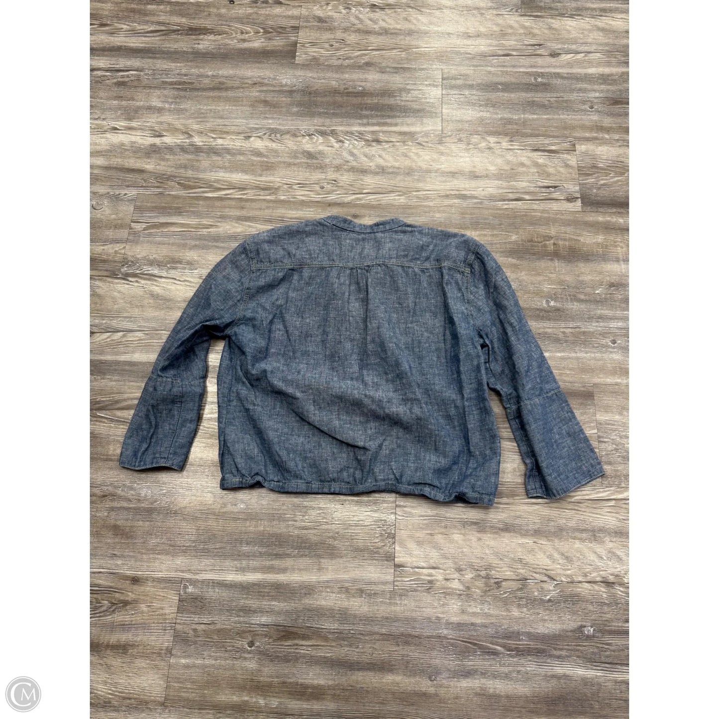 Top 3/4 Sleeve Designer By Tory Burch In Blue Denim, Size: M