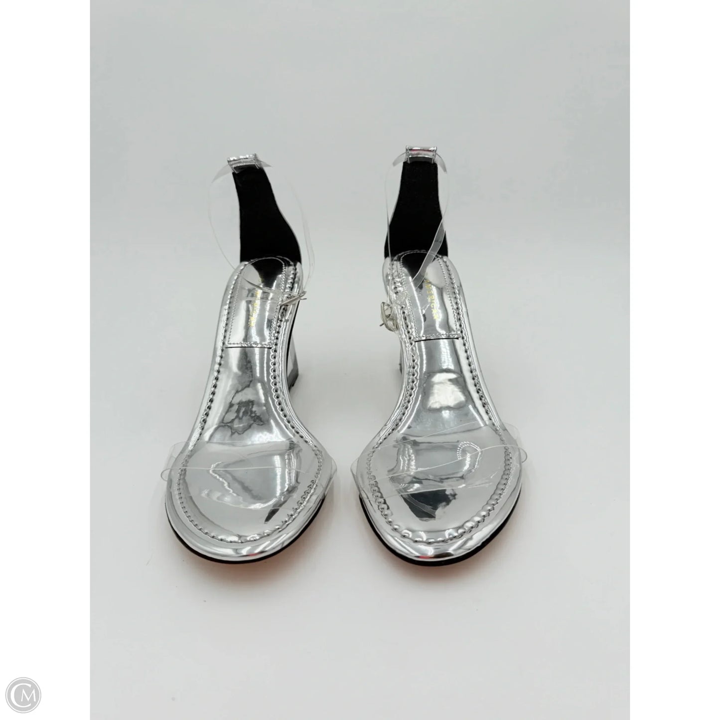 Sandals Heels Block By Good American In Silver, Size: 10