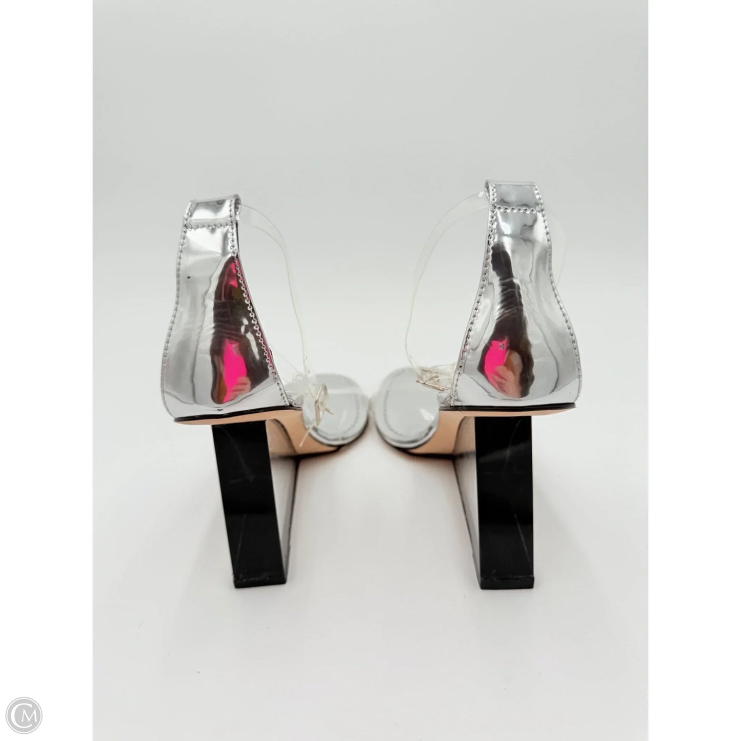 Sandals Heels Block By Good American In Silver, Size: 10