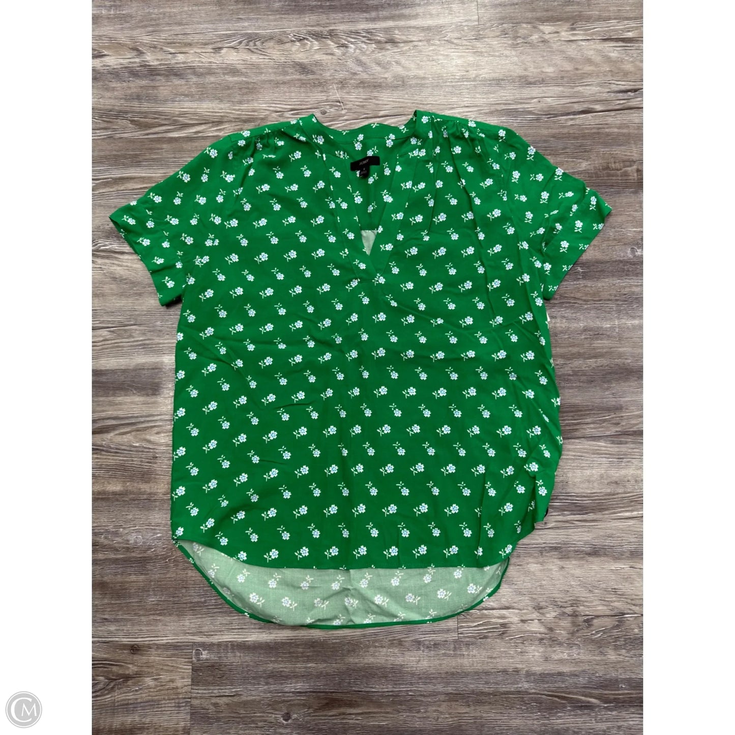 Top Short Sleeve Basic By J. Crew In Green & White, Size: S
