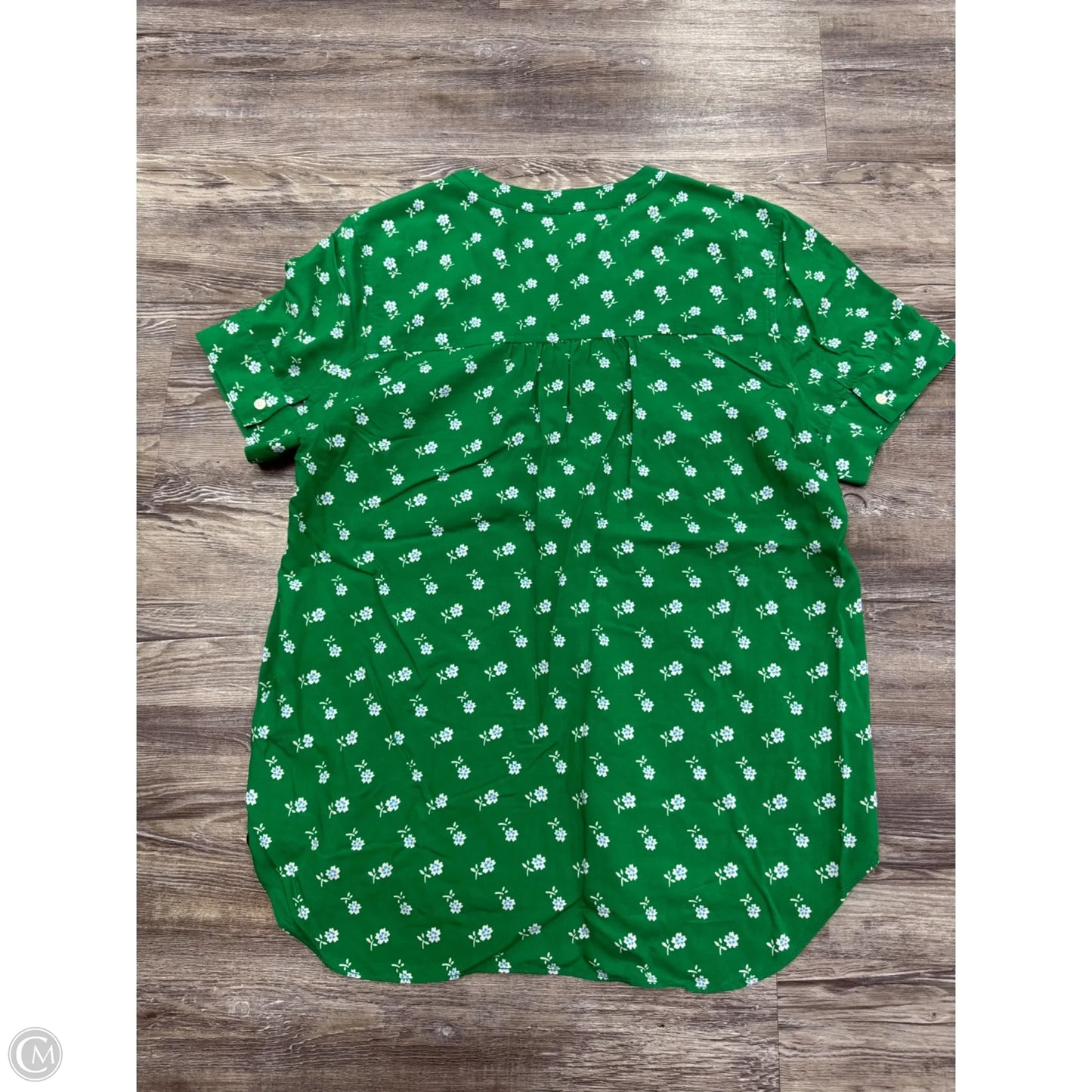 Top Short Sleeve Basic By J. Crew In Green & White, Size: S