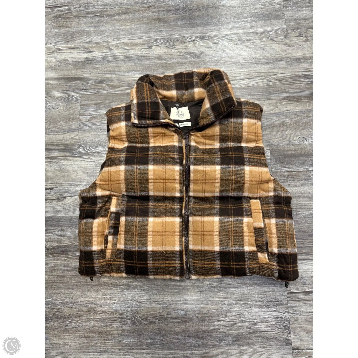 Vest Puffer & Quilted By Stoosh In Plaid Pattern, Size: Xl