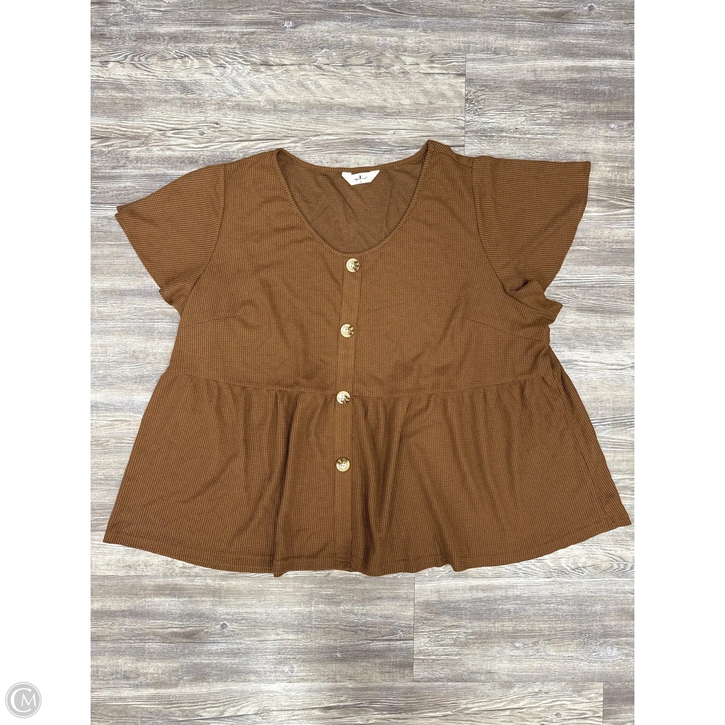 Top Short Sleeve By Clothes Mentor In Brown, Size: 4x