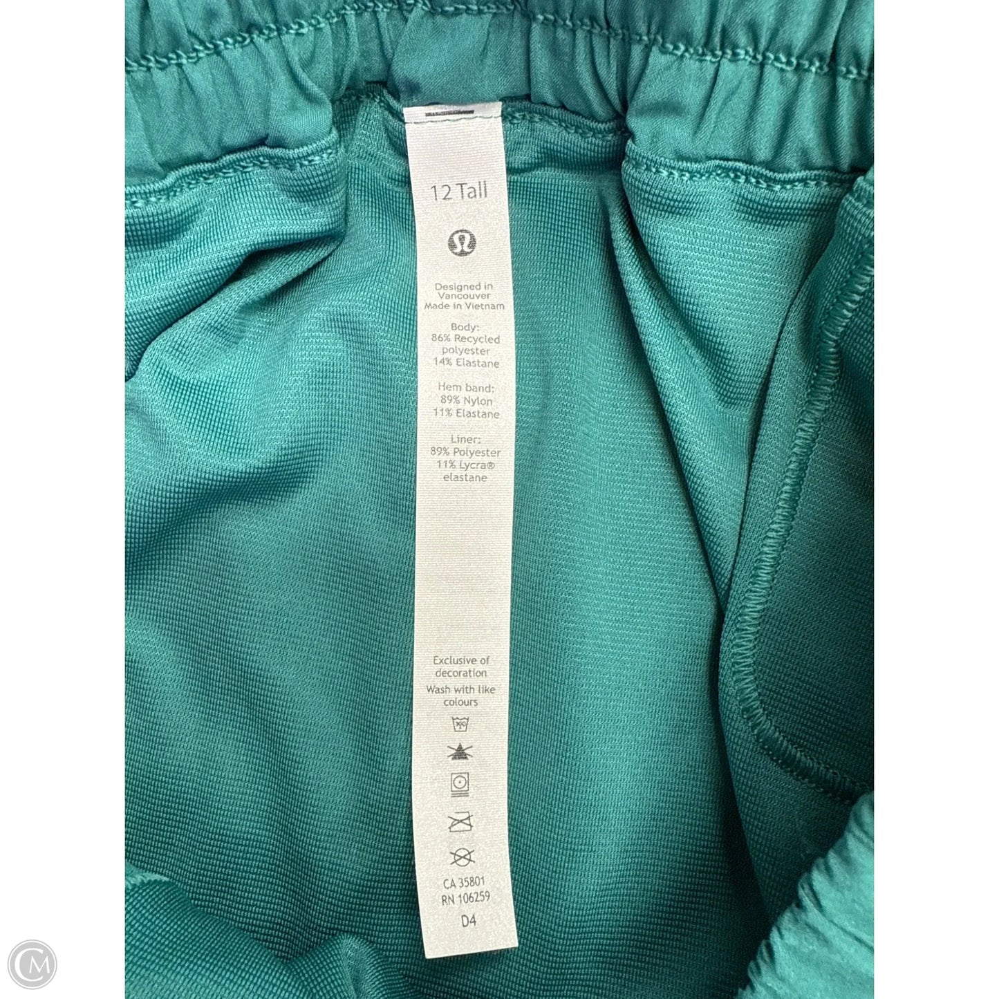 Athletic Shorts By Lululemon In Green, Size: 12