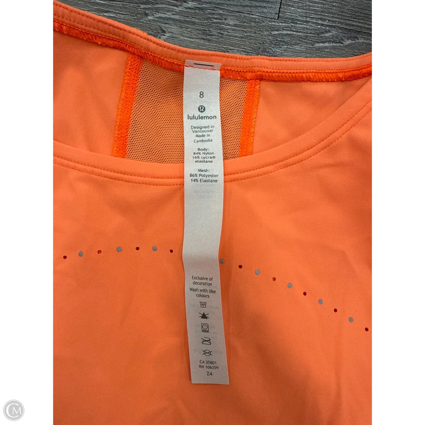 Athletic Bra By Lululemon In Orange, Size: 8