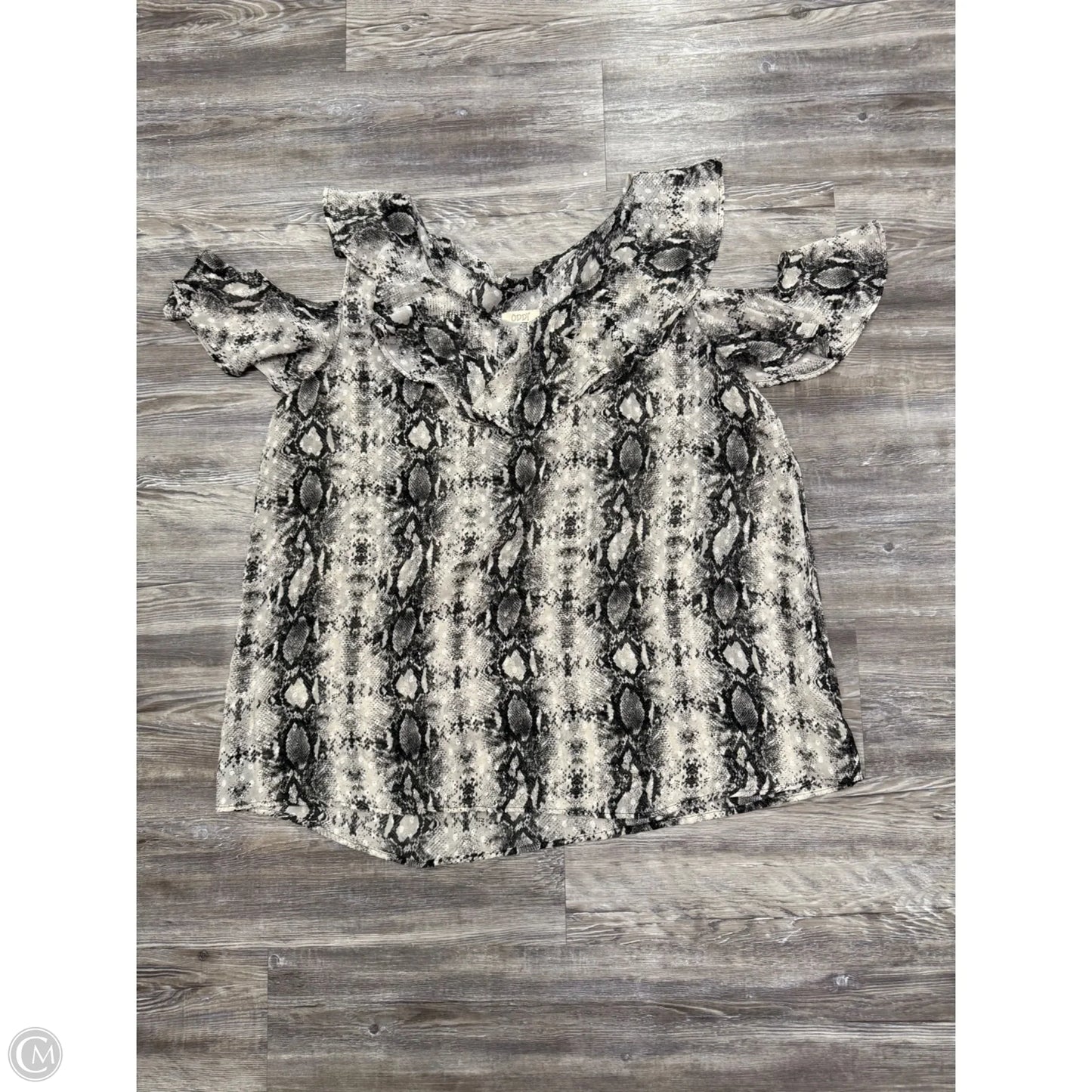 Top Short Sleeve By Oddi In Snakeskin Print, Size: 3x