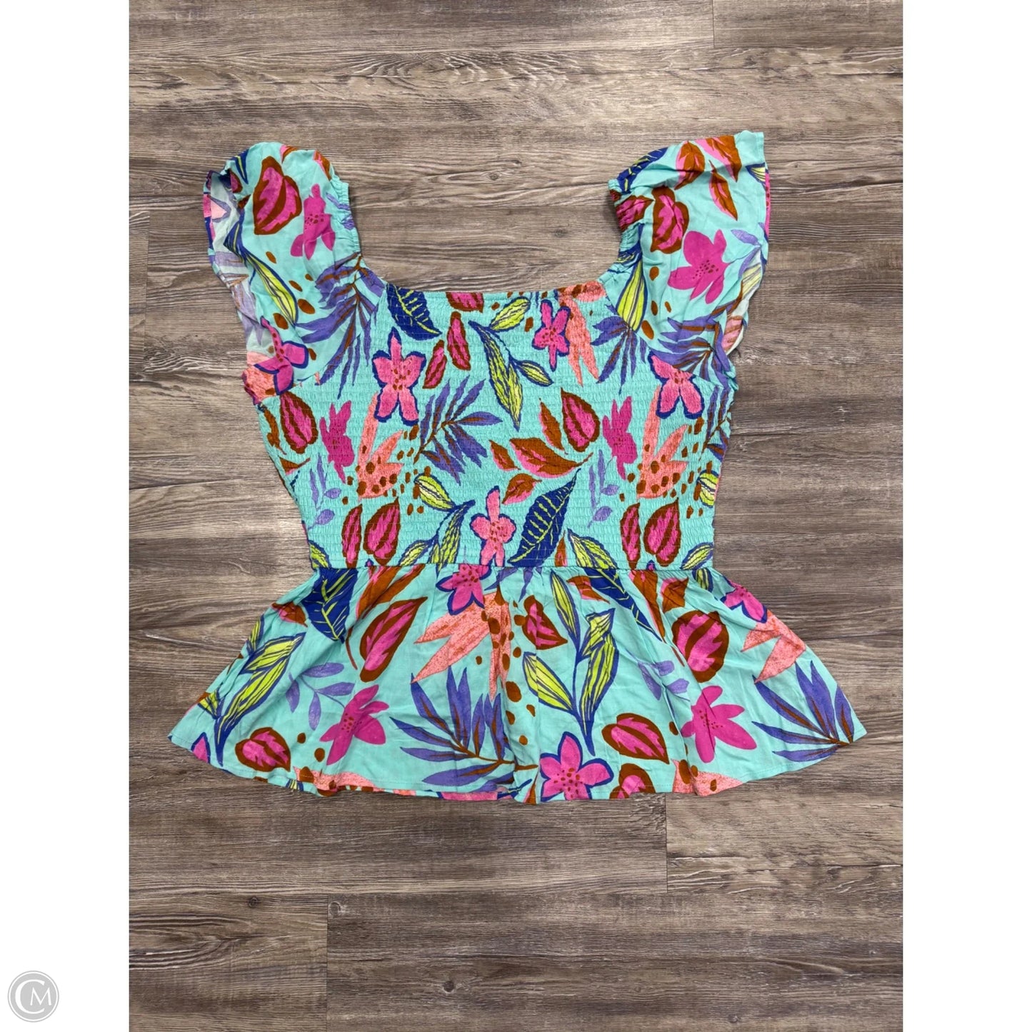 Top Short Sleeve By Emily Wonder In Blue, Size: 2x