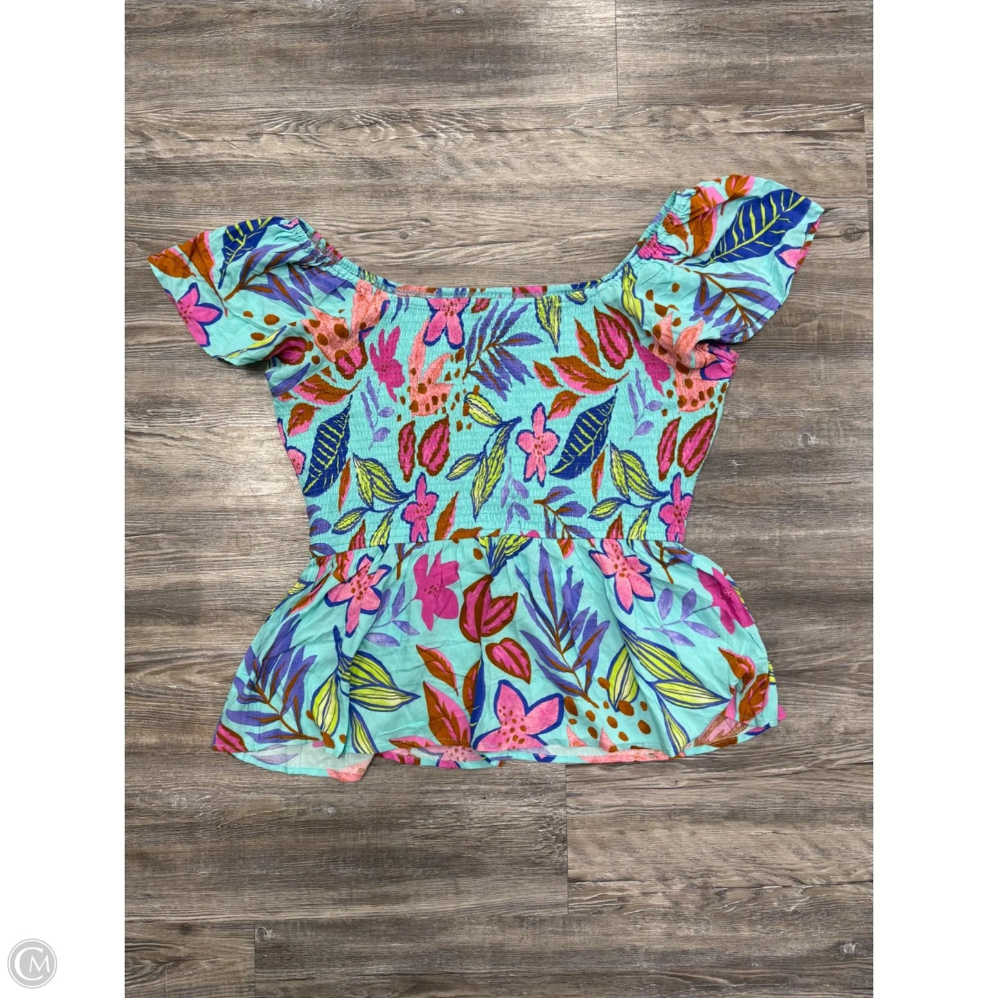 Top Short Sleeve By Emily Wonder In Blue, Size: 2x