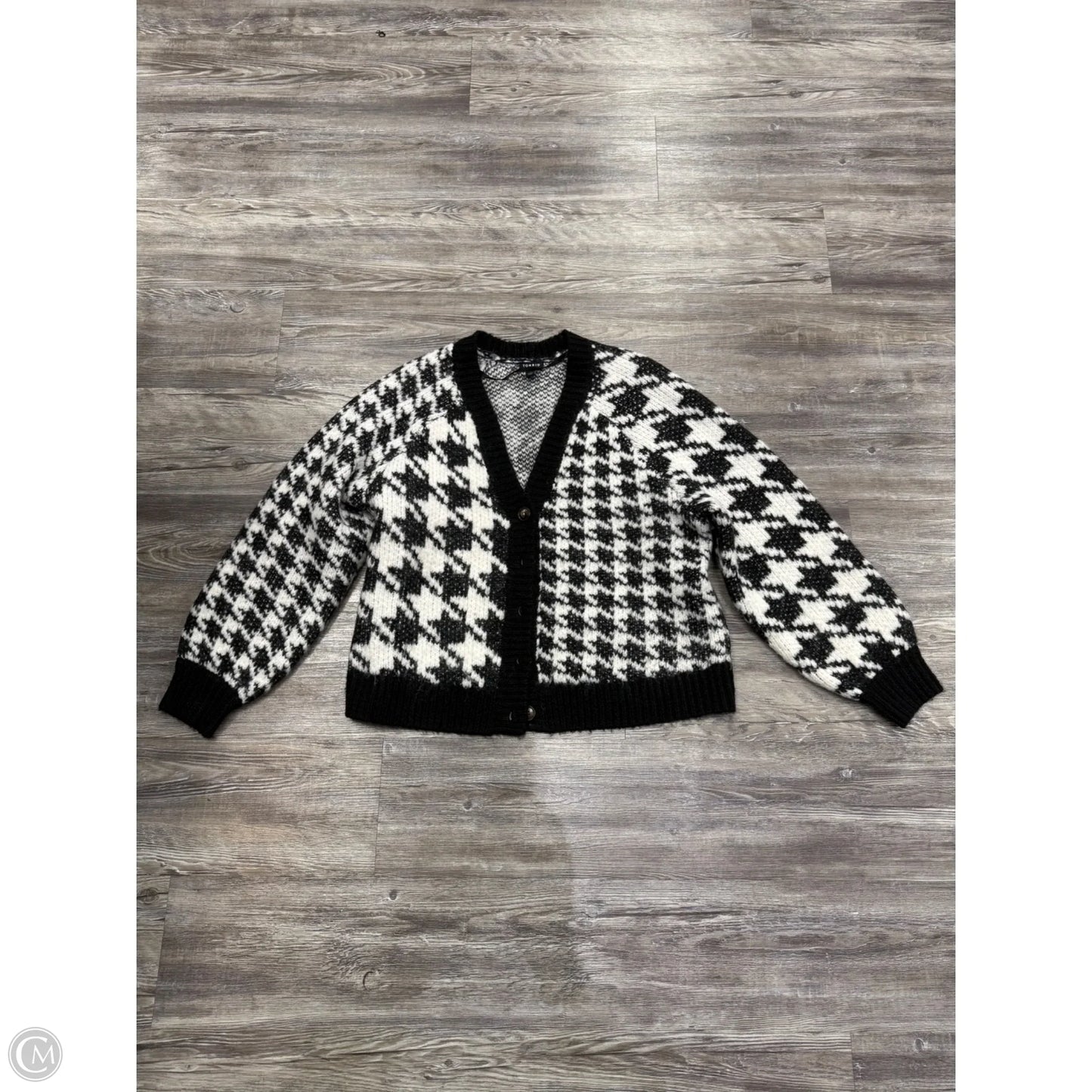 Sweater Cardigan By Torrid In Black & White, Size: 1x