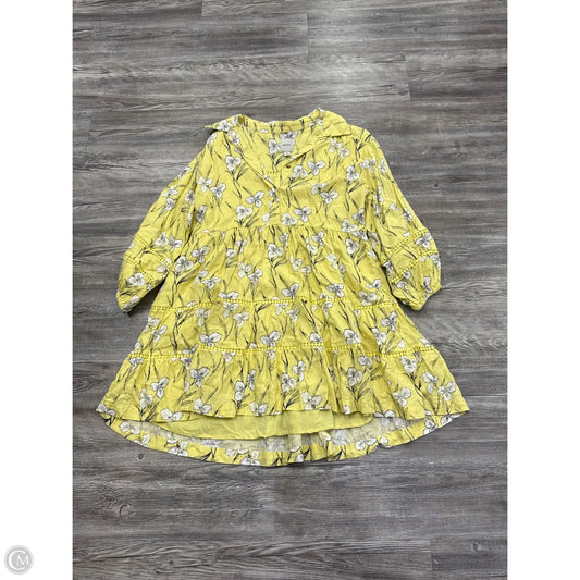 Dress Casual Short By Maeve In White & Yellow, Size: M