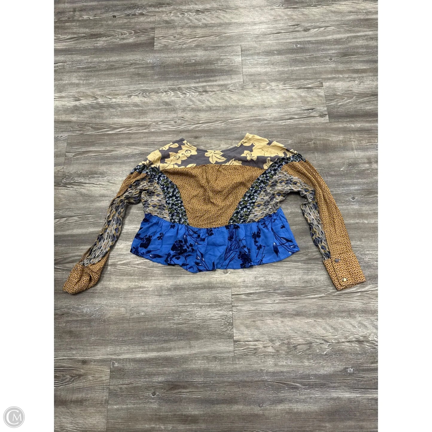 Top Long Sleeve By Free People In Blue & Tan, Size: Xs