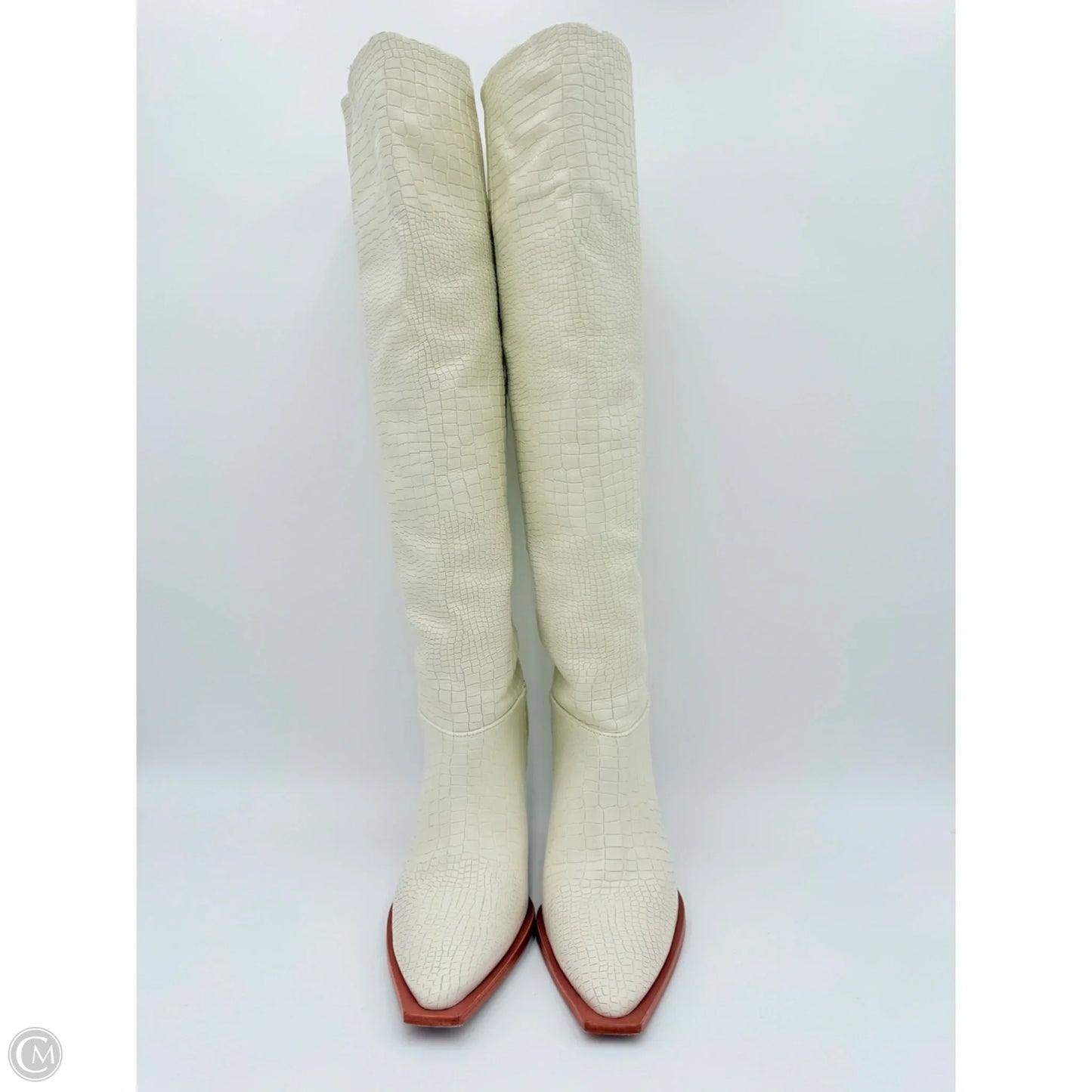 Boots Knee Heels By Vicenza In Cream, Size: 10