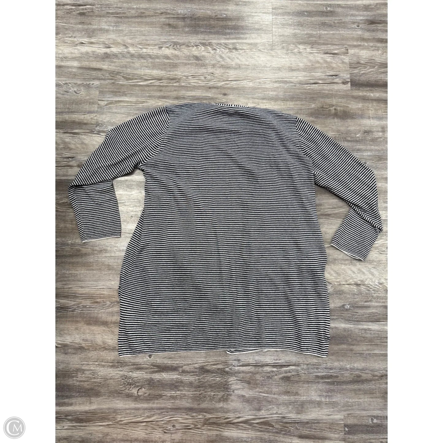 Sweater Cardigan By Loft In Blue & White, Size: Xl