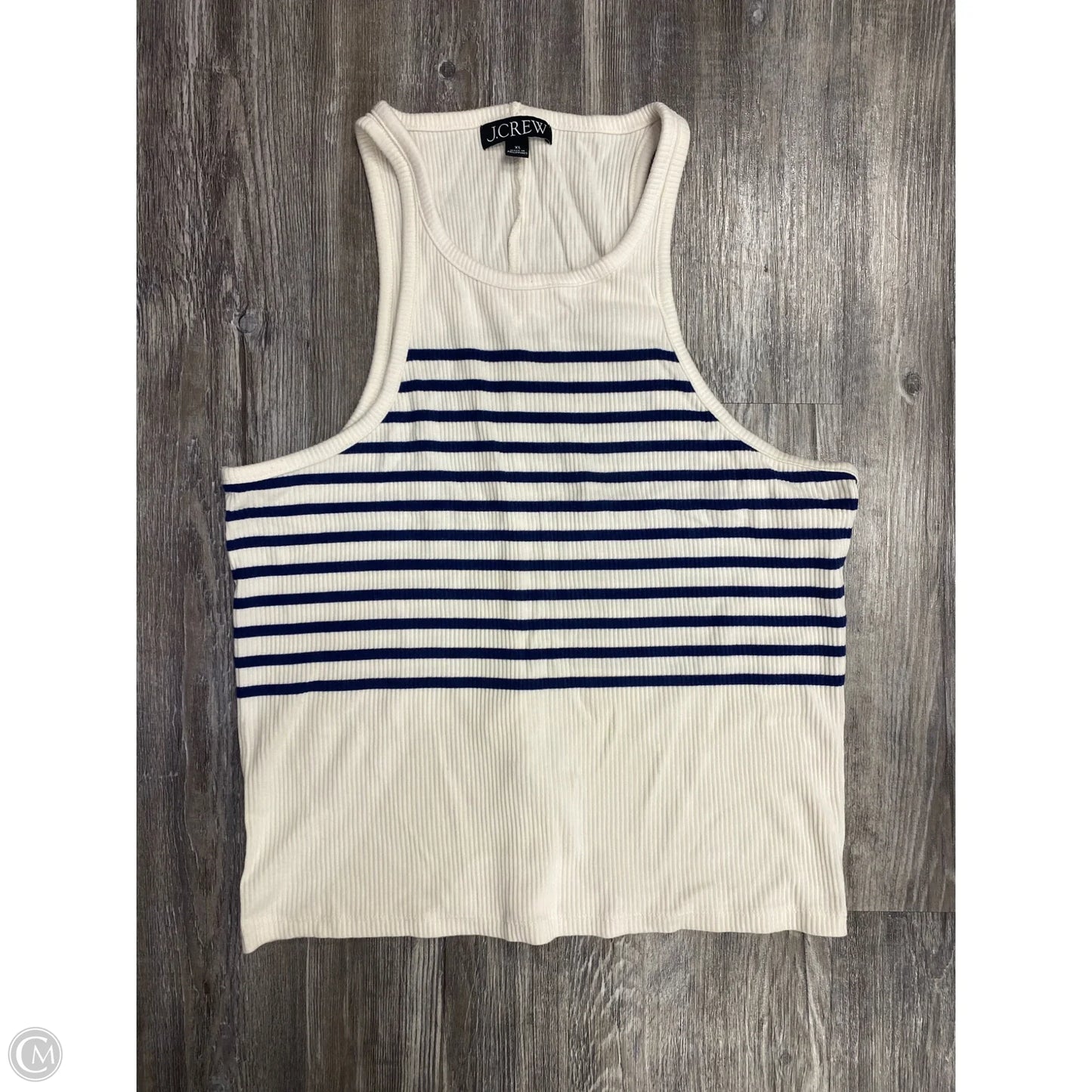 Top Sleeveless Basic By J. Crew In Blue & Cream, Size: Xl