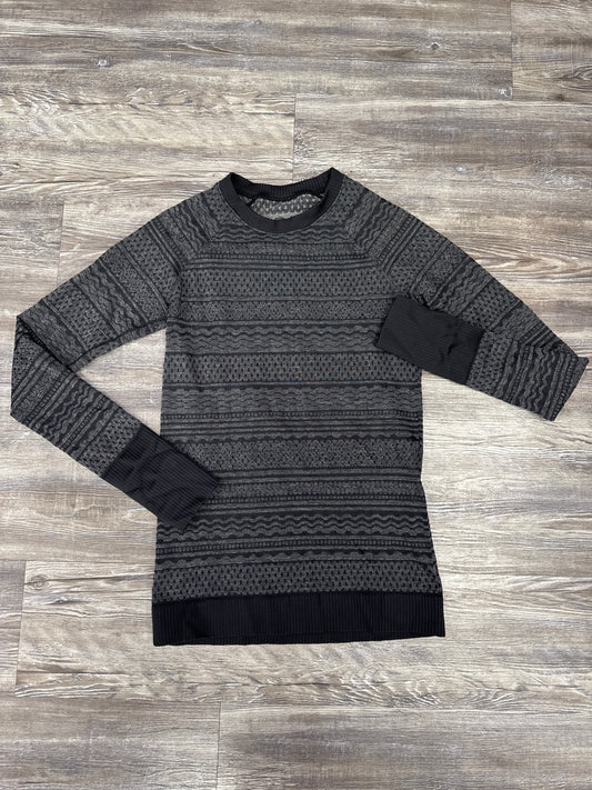 Athletic Top Long Sleeve Crewneck By Lululemon In Black & Grey, Size: 10