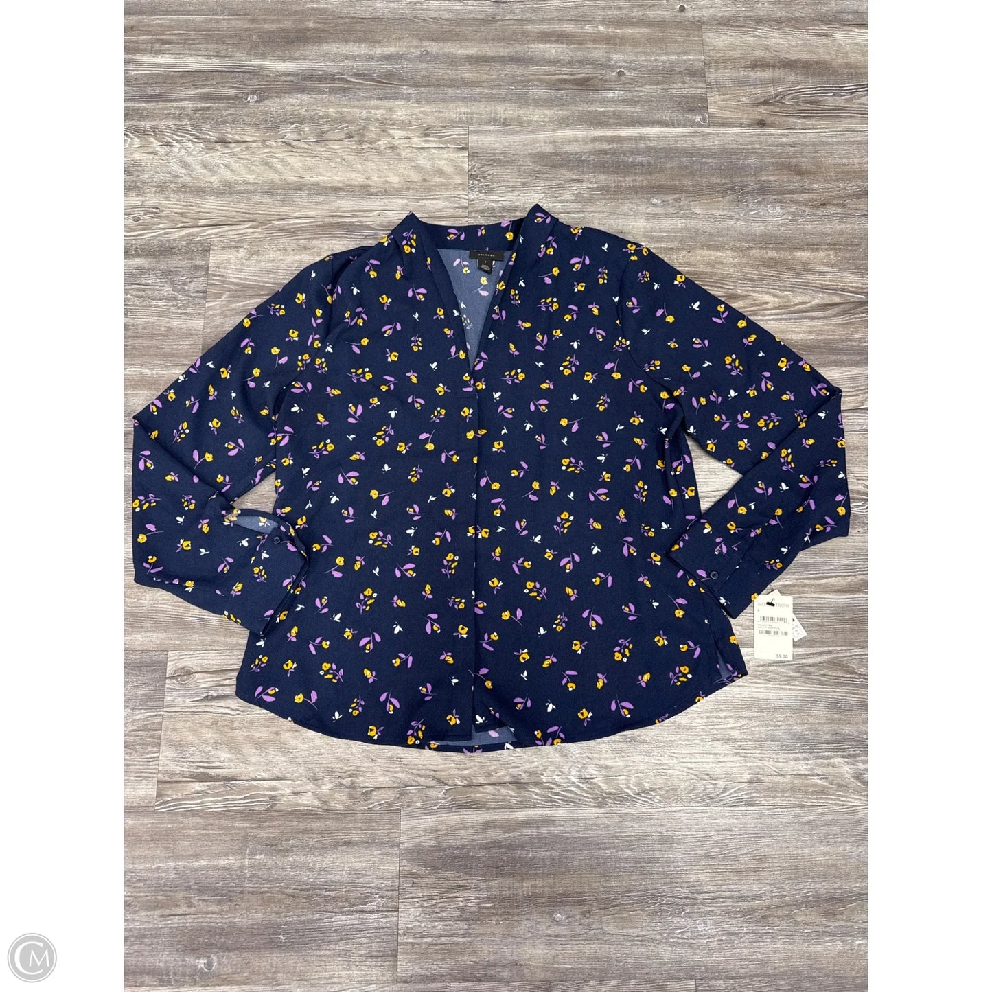 Top Long Sleeve By Halogen In Blue, Size: L