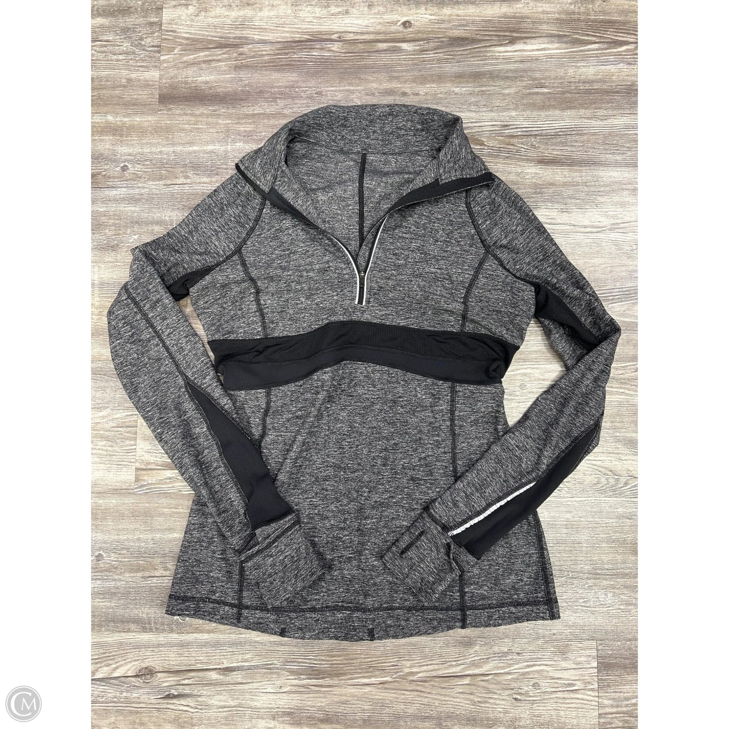 Athletic Jacket By Lululemon In Black & Grey, Size: 10