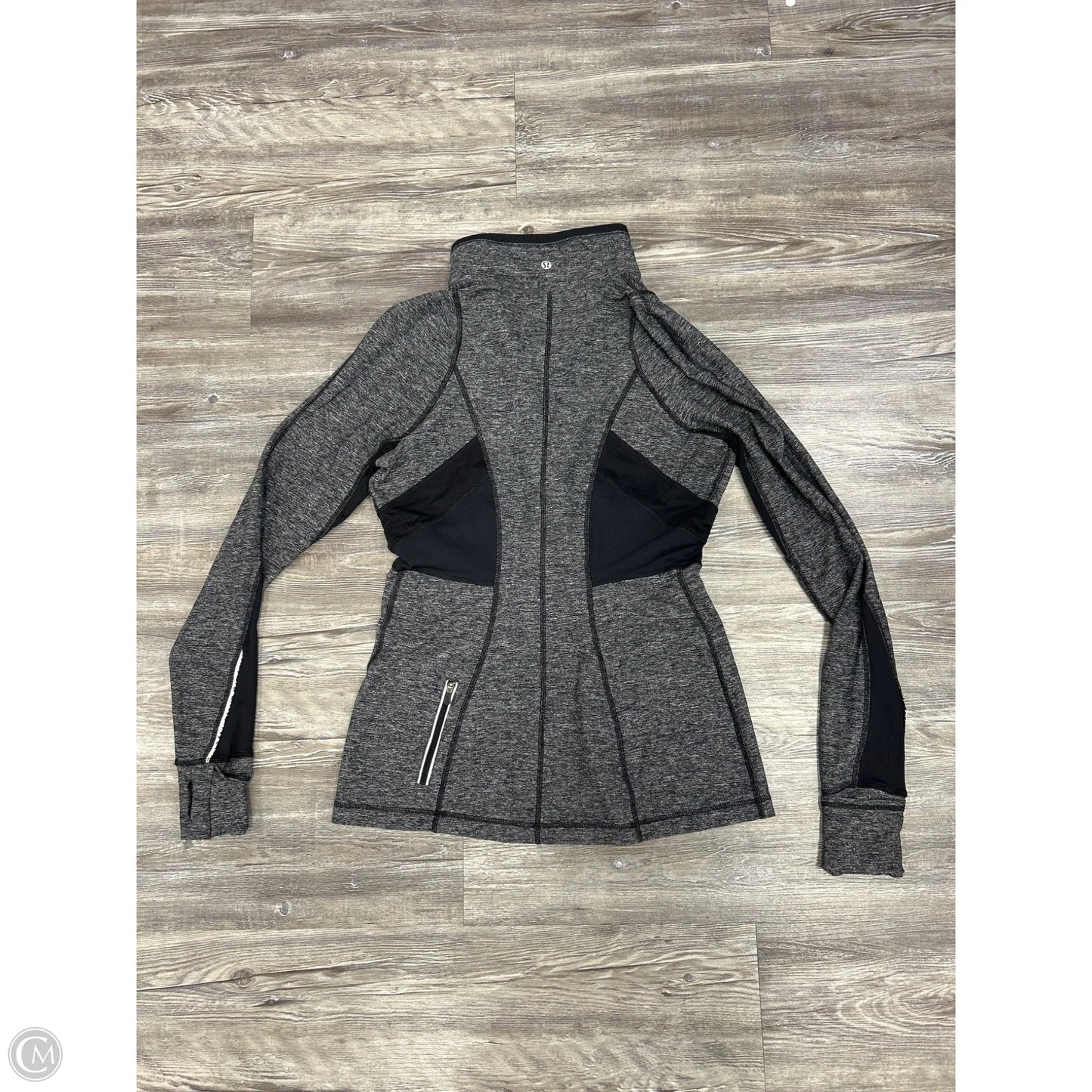 Athletic Jacket By Lululemon In Black & Grey, Size: 10