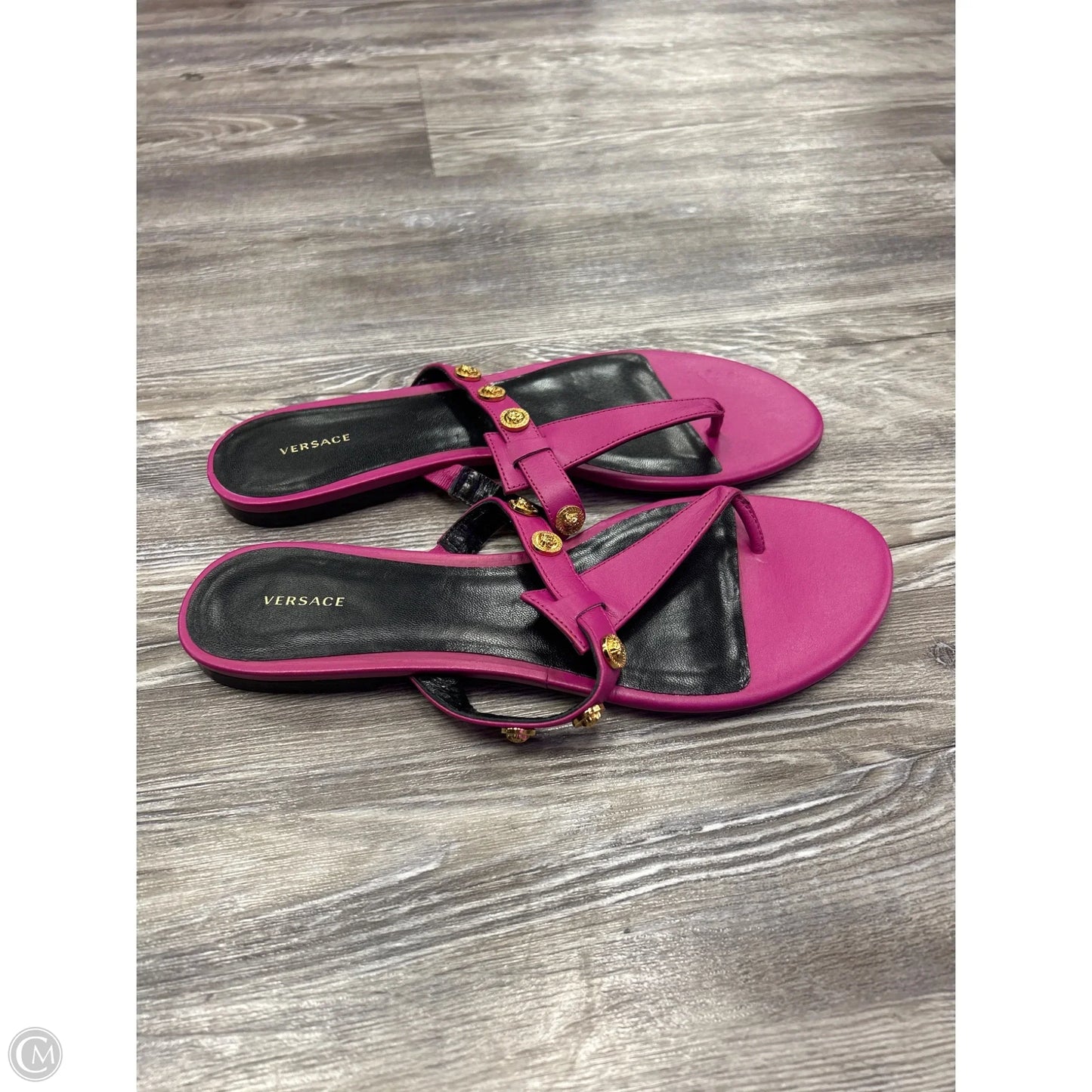 Sandals Luxury Designer By Versace In Purple, Size: 10