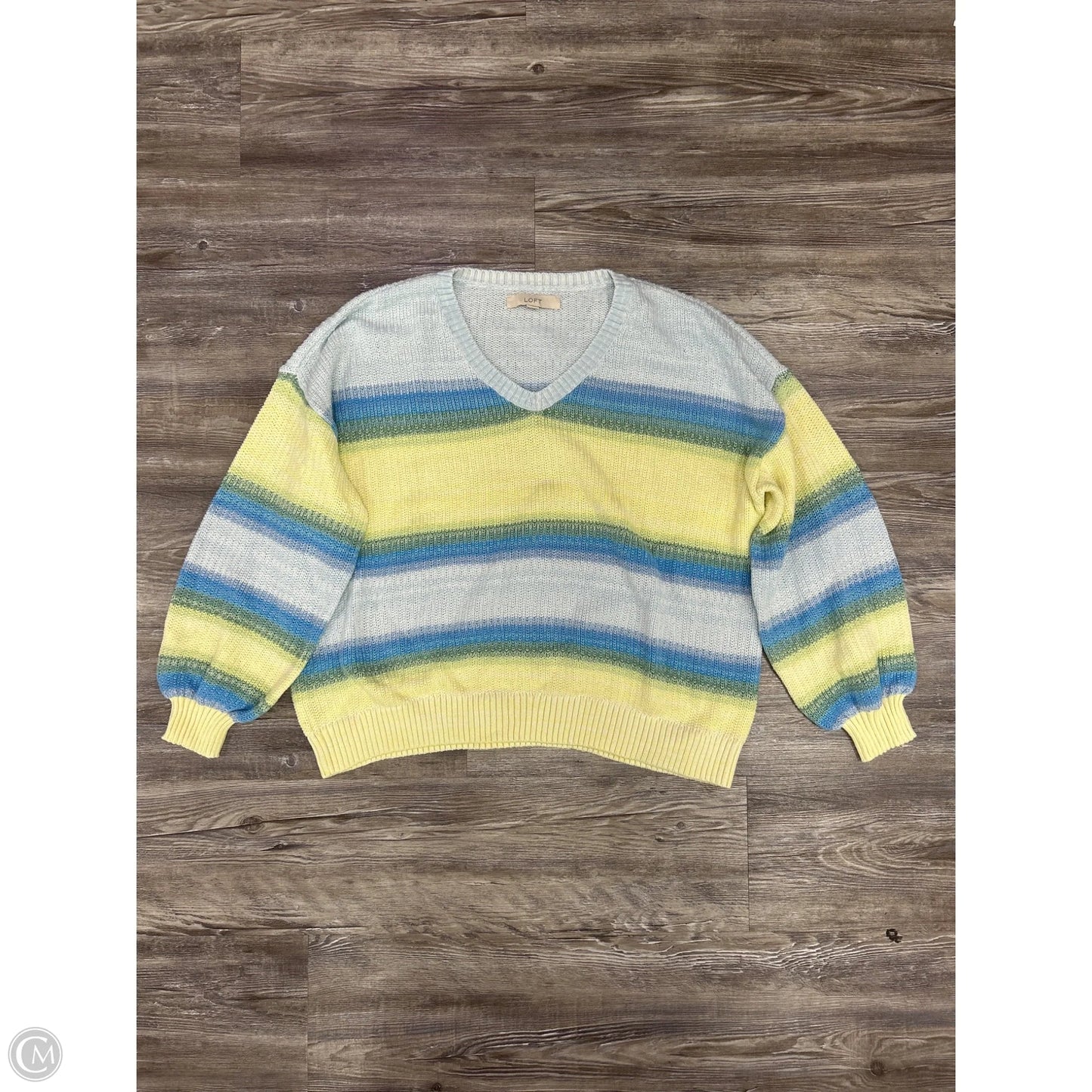 Sweater By Loft In Blue & Yellow, Size: Xl