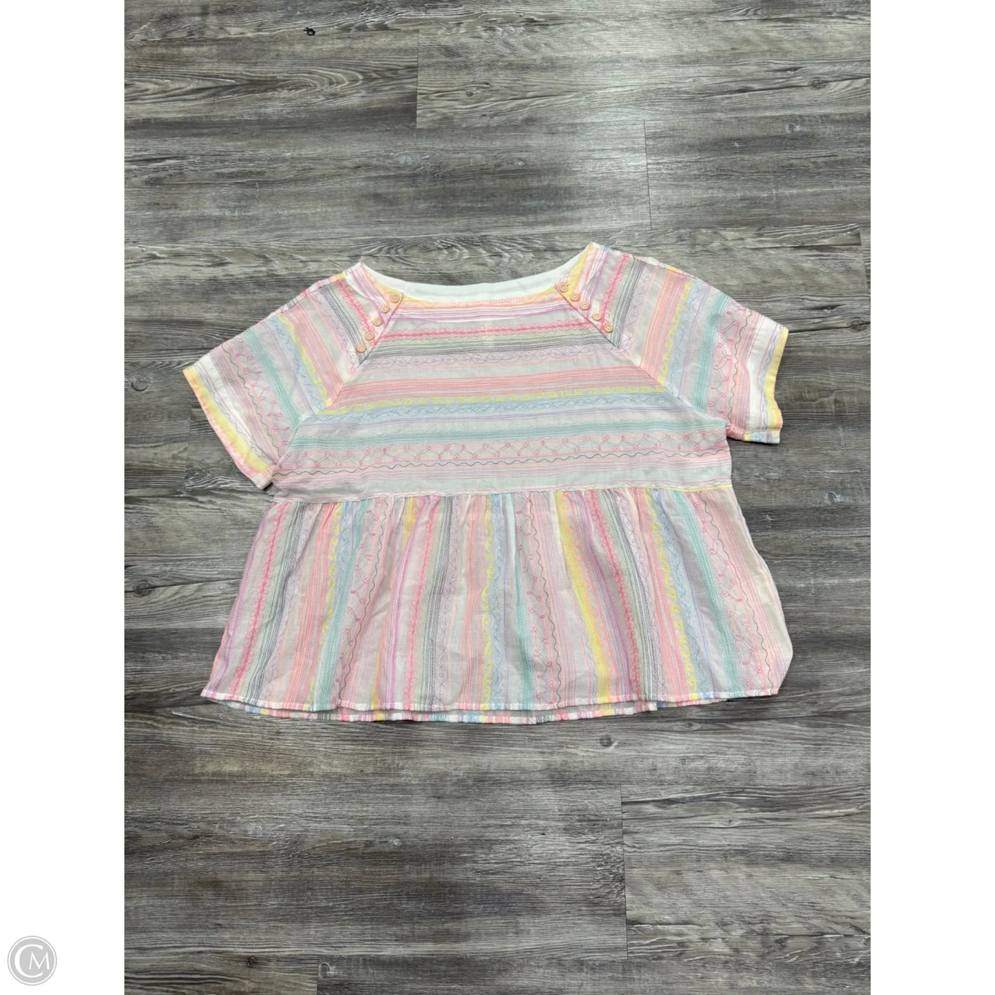 Top Short Sleeve By Anthropologie In Multi-colored, Size: M