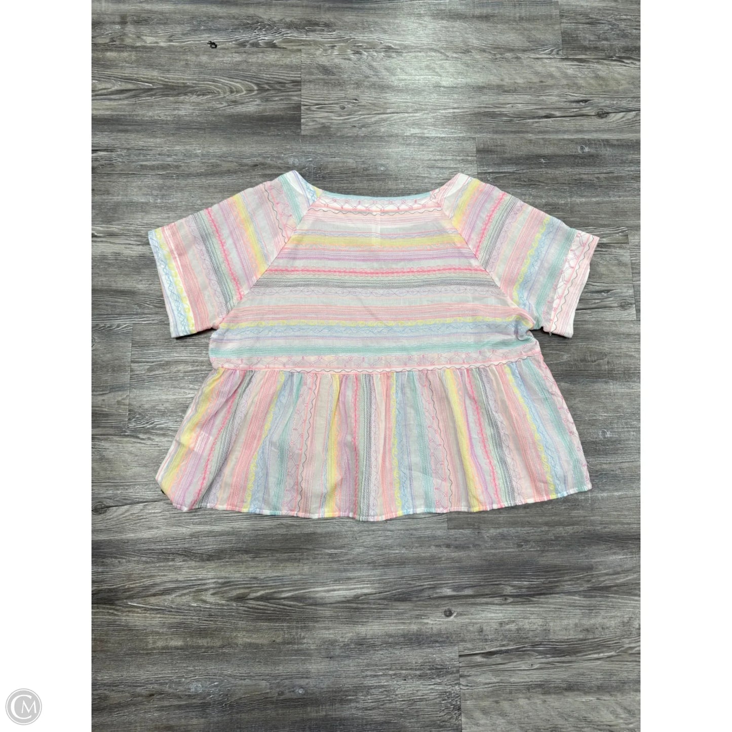 Top Short Sleeve By Anthropologie In Multi-colored, Size: M