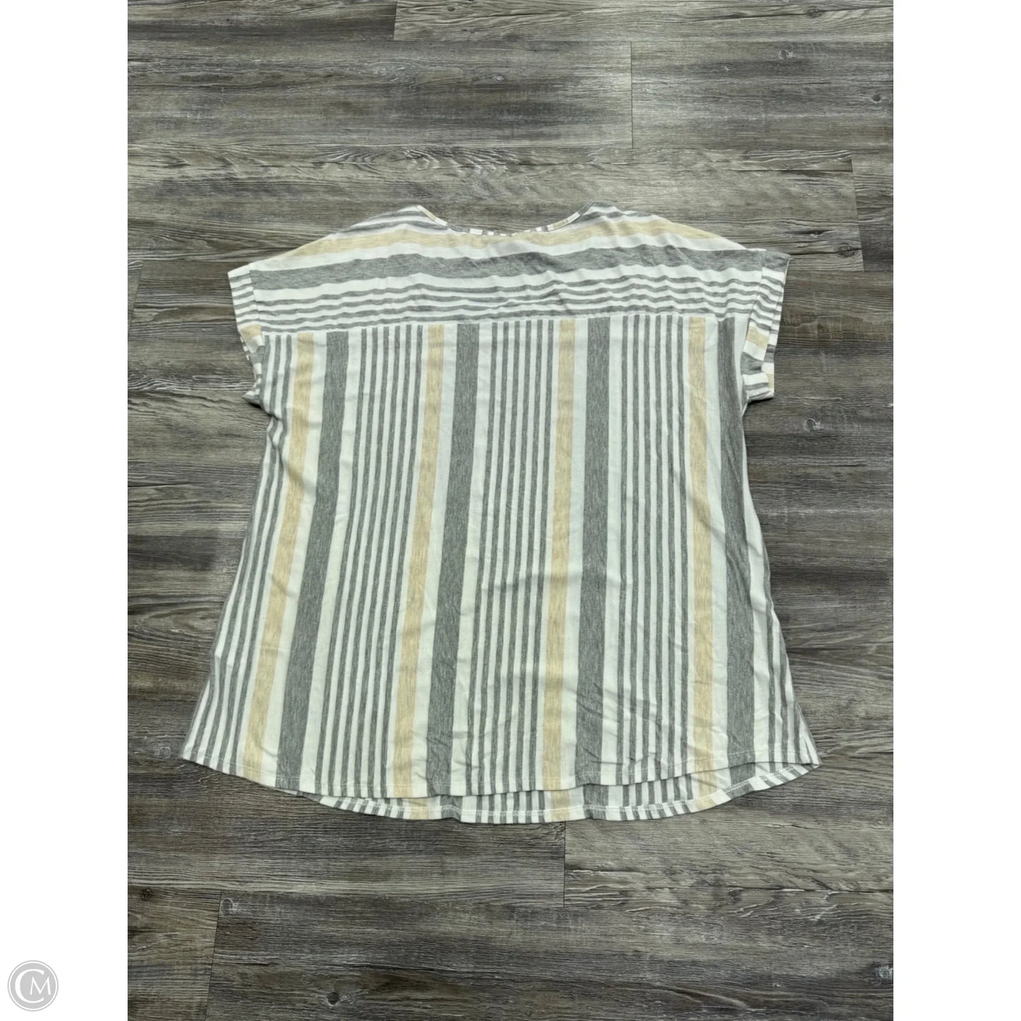 Top Short Sleeve Basic By aif In Grey & Tan, Size: 2x