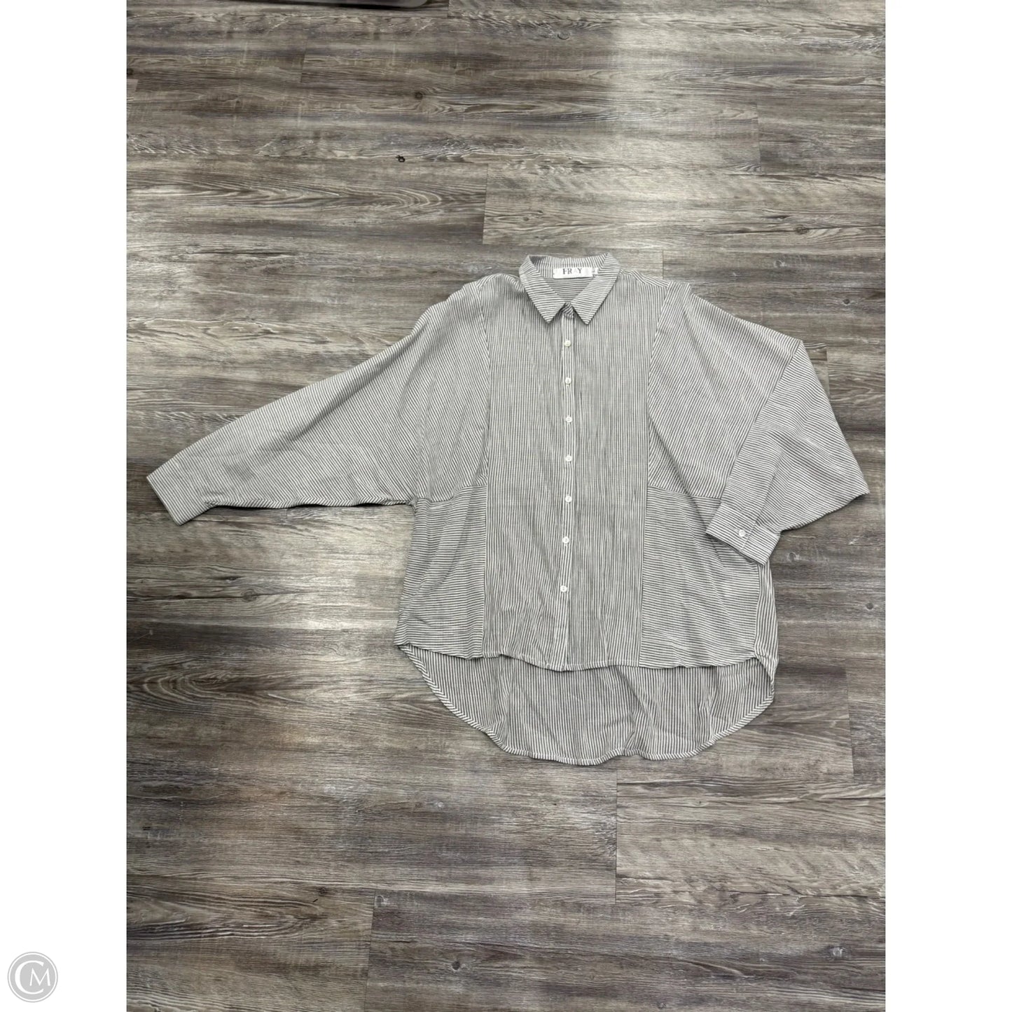 Top Long Sleeve By Clothes Mentor In Grey & White, Size: L