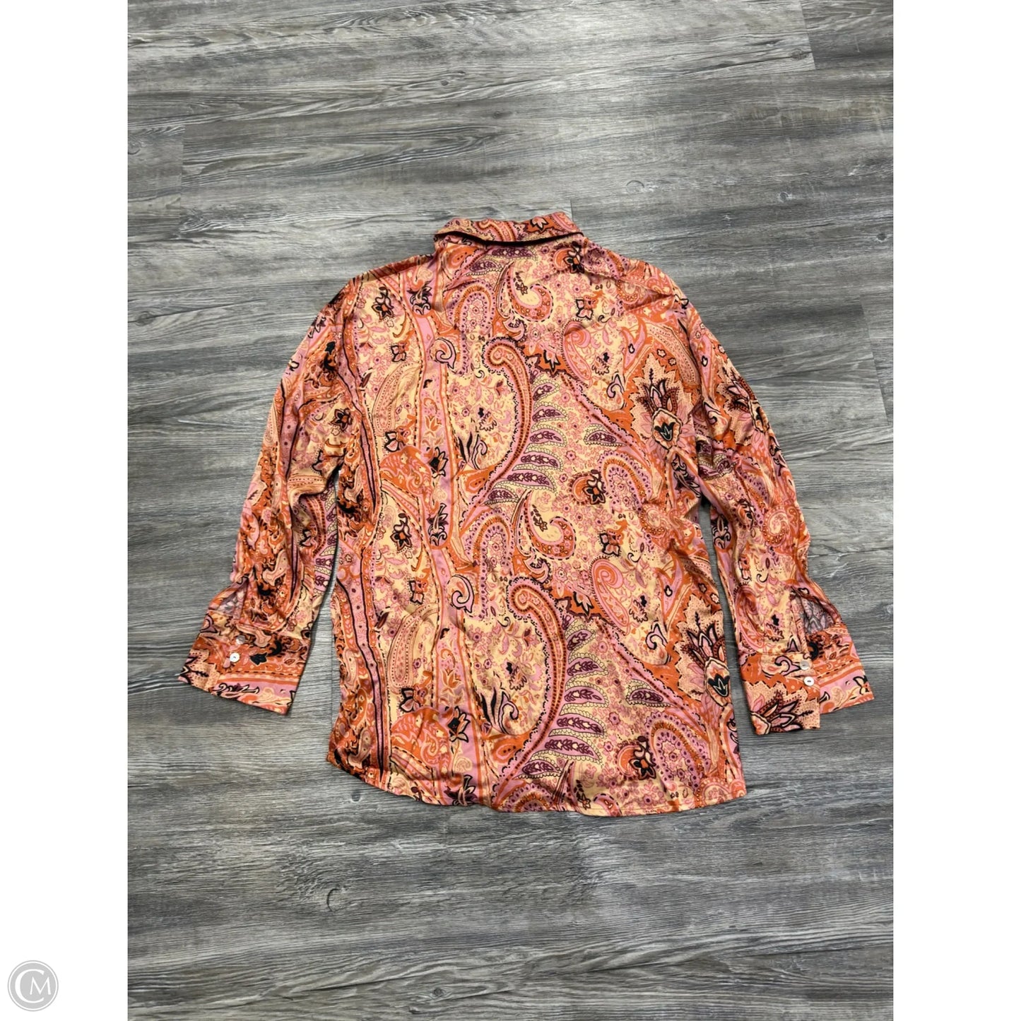 Top Long Sleeve By Esqualo In Orange & Pink, Size: S