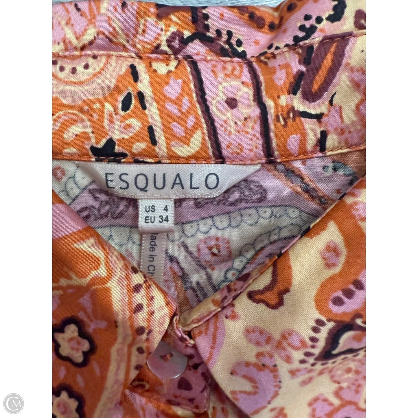 Top Long Sleeve By Esqualo In Orange & Pink, Size: S