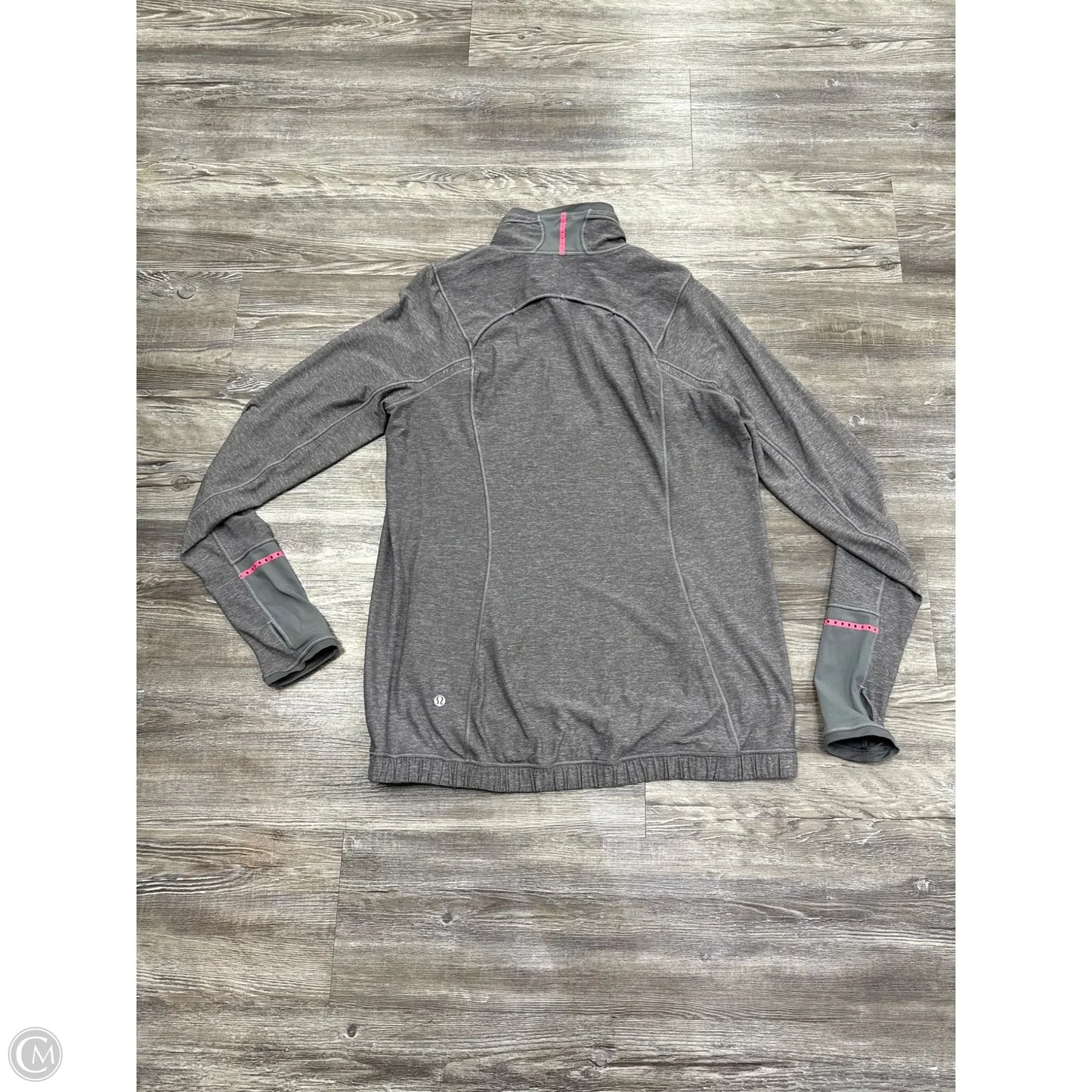 Athletic Top Long Sleeve Collar By Lululemon In Grey & Pink, Size: 12