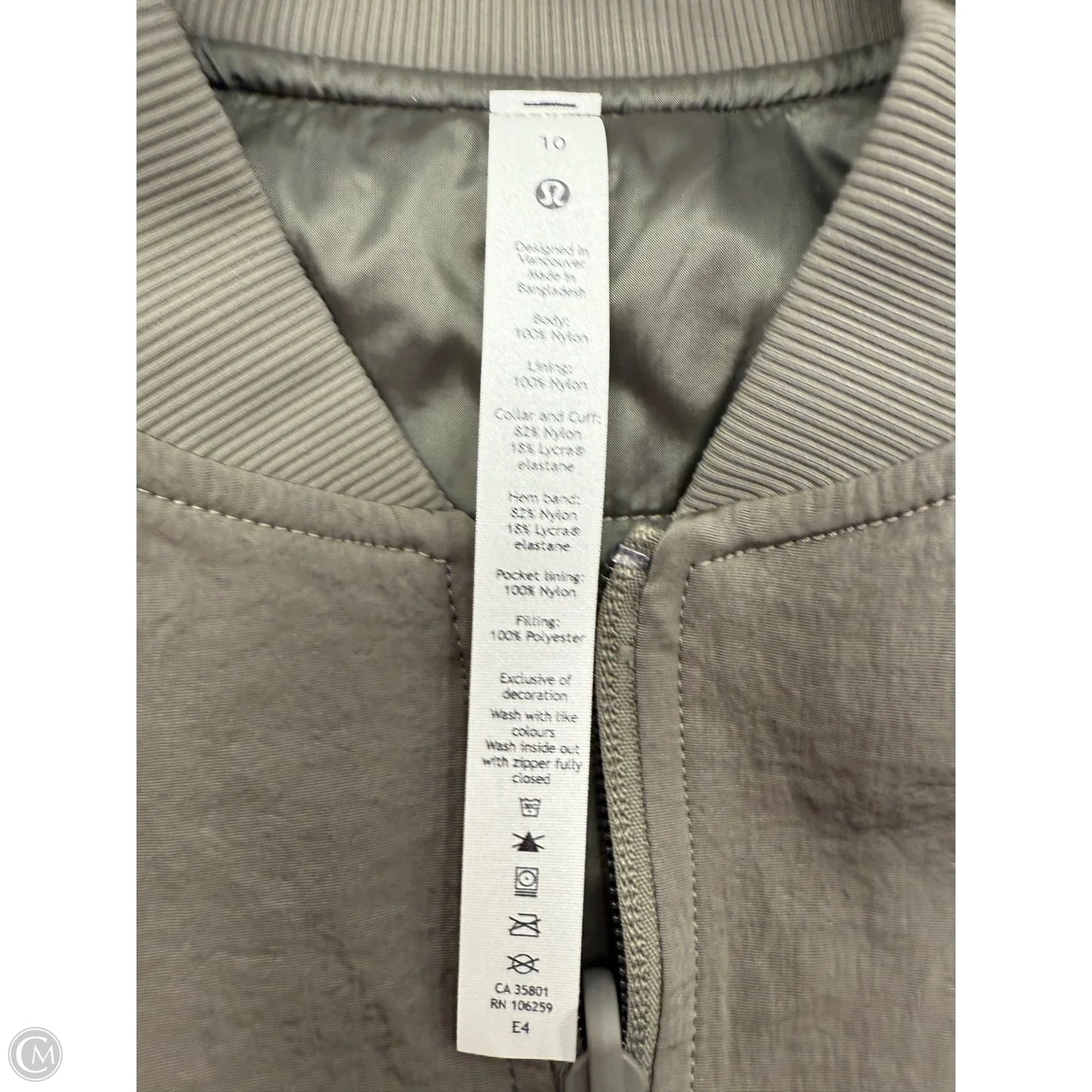 Athletic Jacket By Lululemon In Green, Size: 10