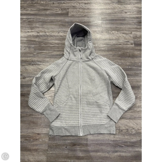 Athletic Sweatshirt Hoodie By Lululemon In Grey & White, Size: 8