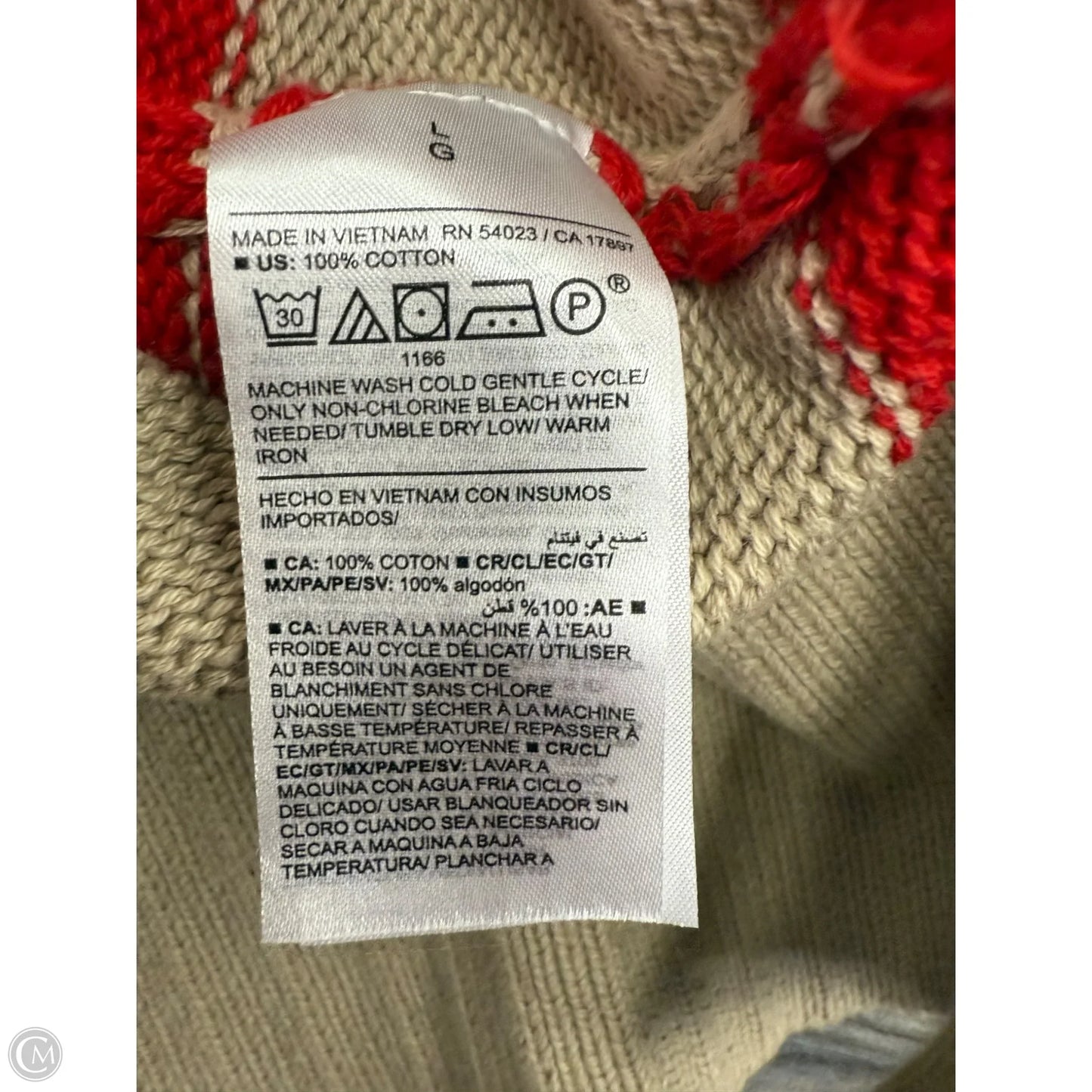 Sweater By Old Navy In Red & Tan, Size: L