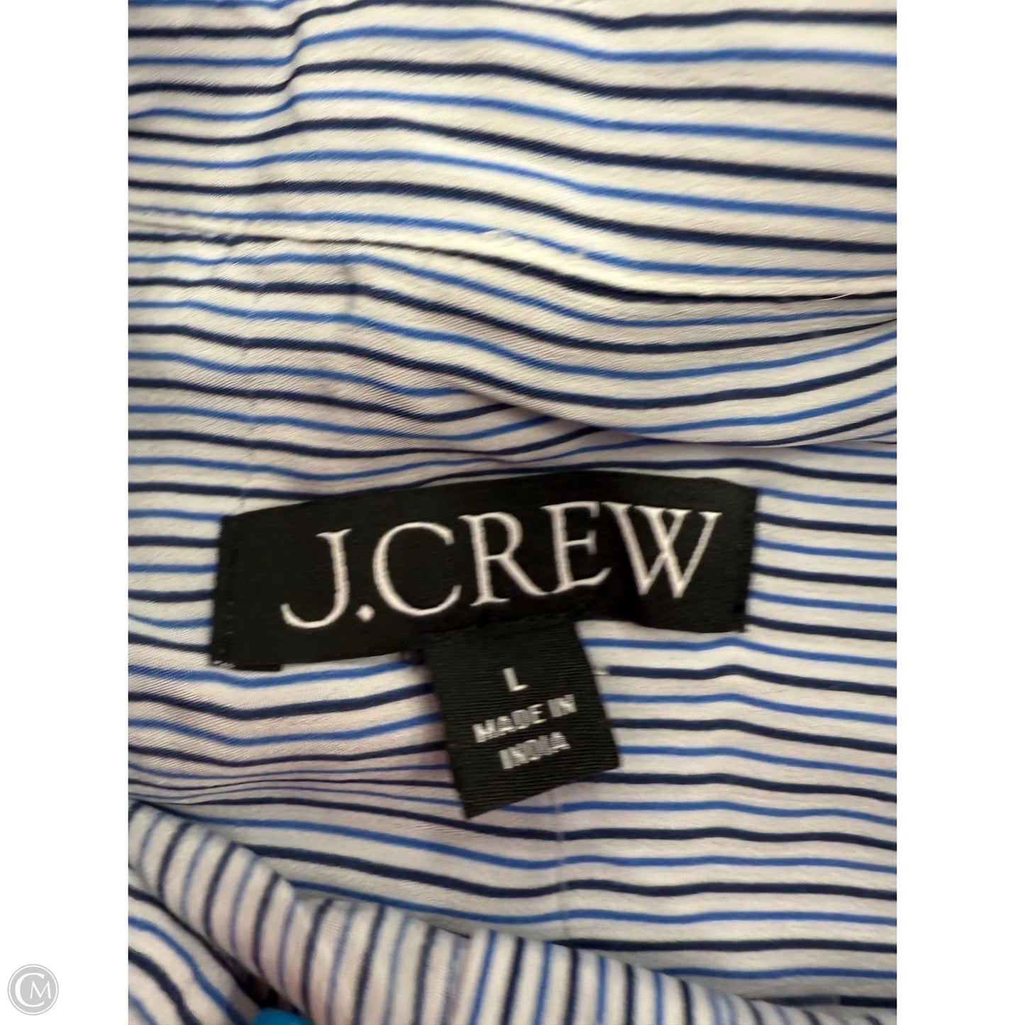Top Long Sleeve By J. Crew In Blue & Cream, Size: L