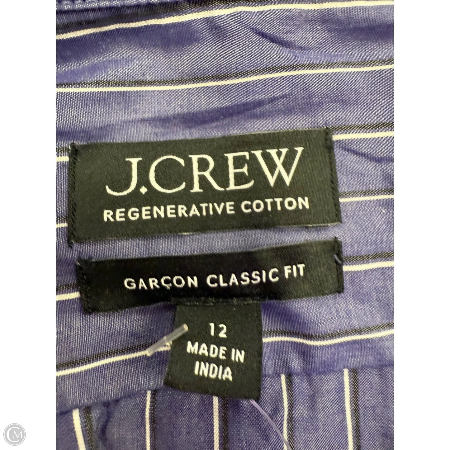 Top Long Sleeve By J. Crew In Blue & Cream, Size: L