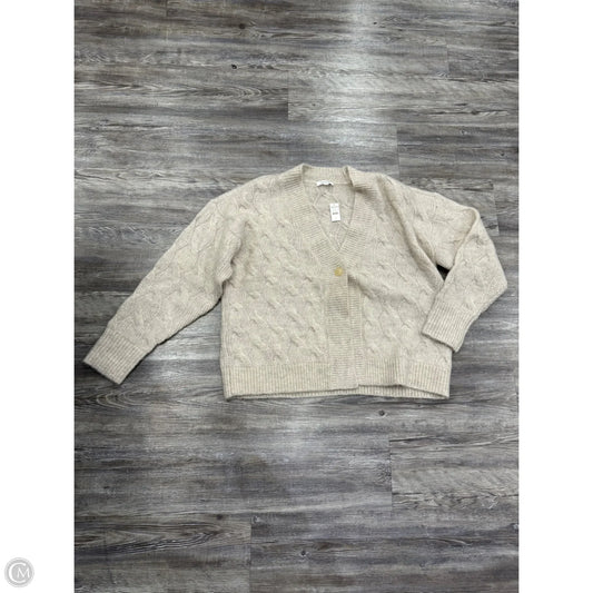 Sweater Cardigan By Talbots In Tan & White, Size: M