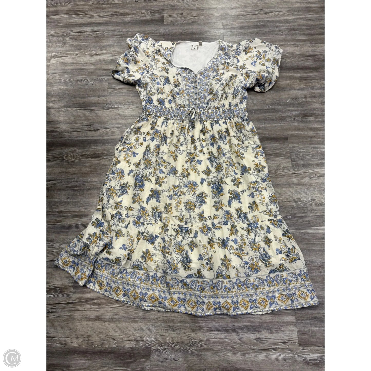 Dress Casual Maxi By Lea In Blue & Cream, Size: 3x