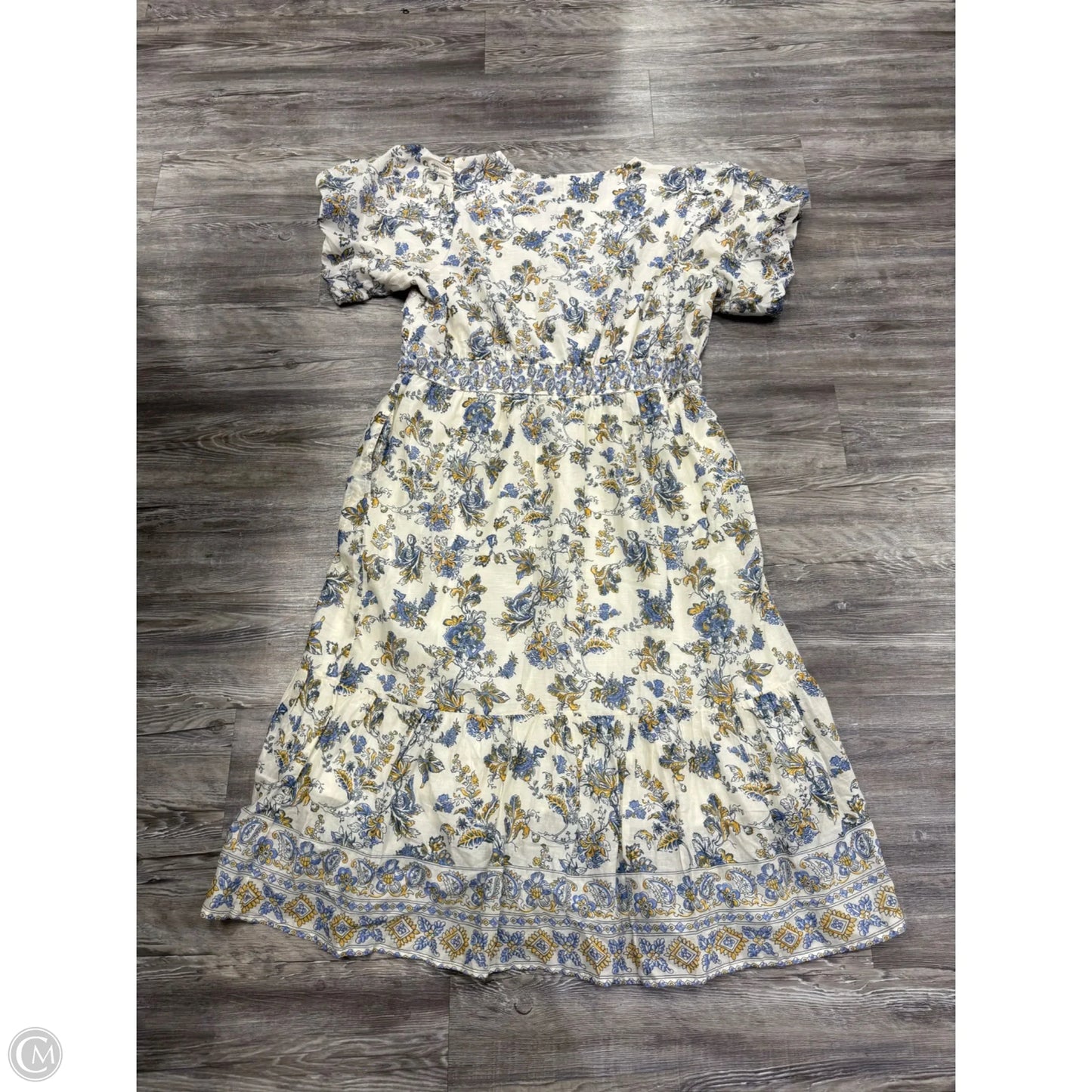 Dress Casual Maxi By Lea In Blue & Cream, Size: 3x