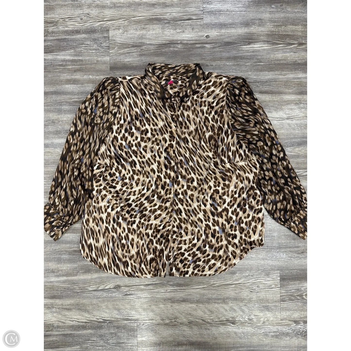 Top Long Sleeve By Vince Camuto In Animal Print, Size: 2x