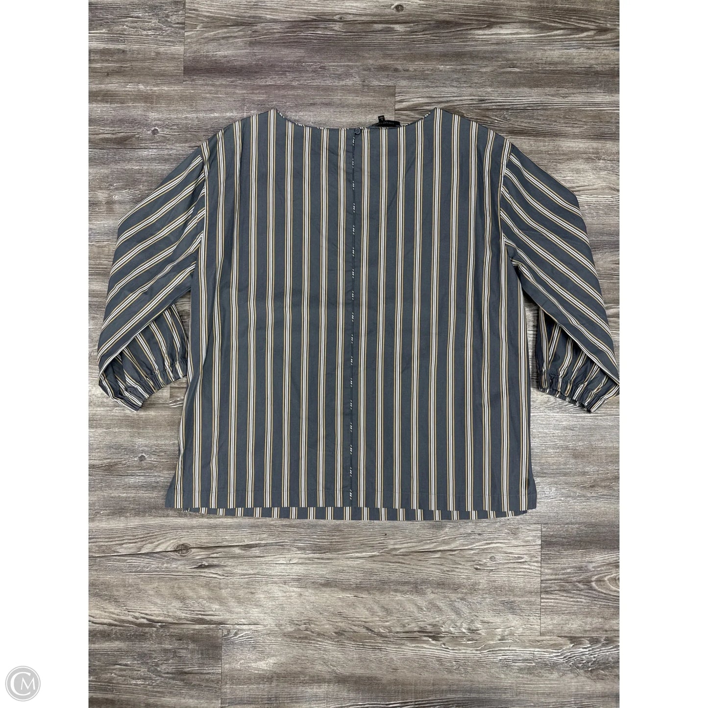 Top Long Sleeve Designer By Lafayette 148 In Grey & Tan, Size: L