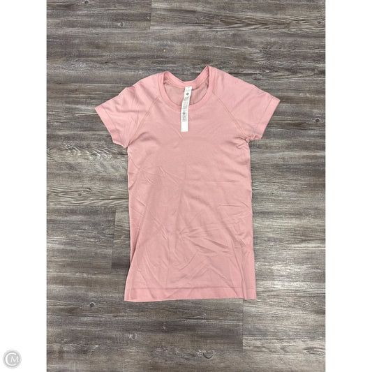 Athletic Top Short Sleeve By Lululemon In Pink, Size: 4